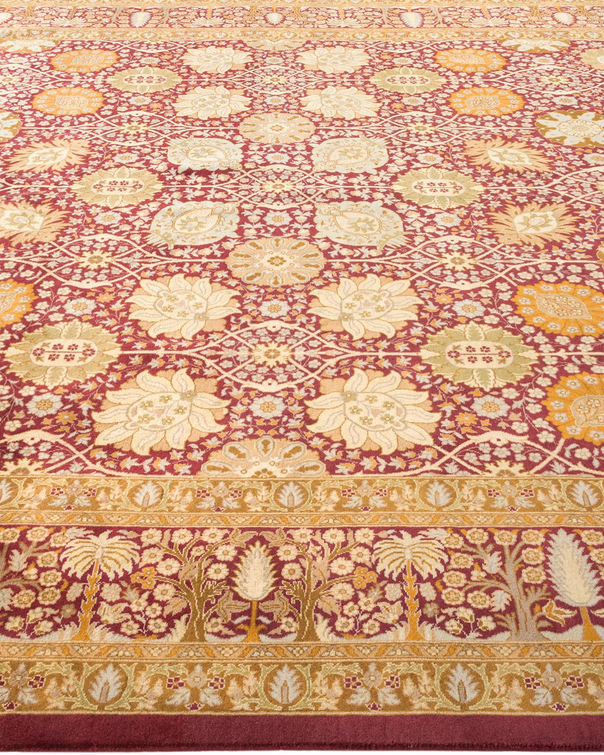 Handgeknüpfter orientalischer Mogul-Teppich in Violett, Unikat im Zustand „Neu“ im Angebot in Norwalk, CT