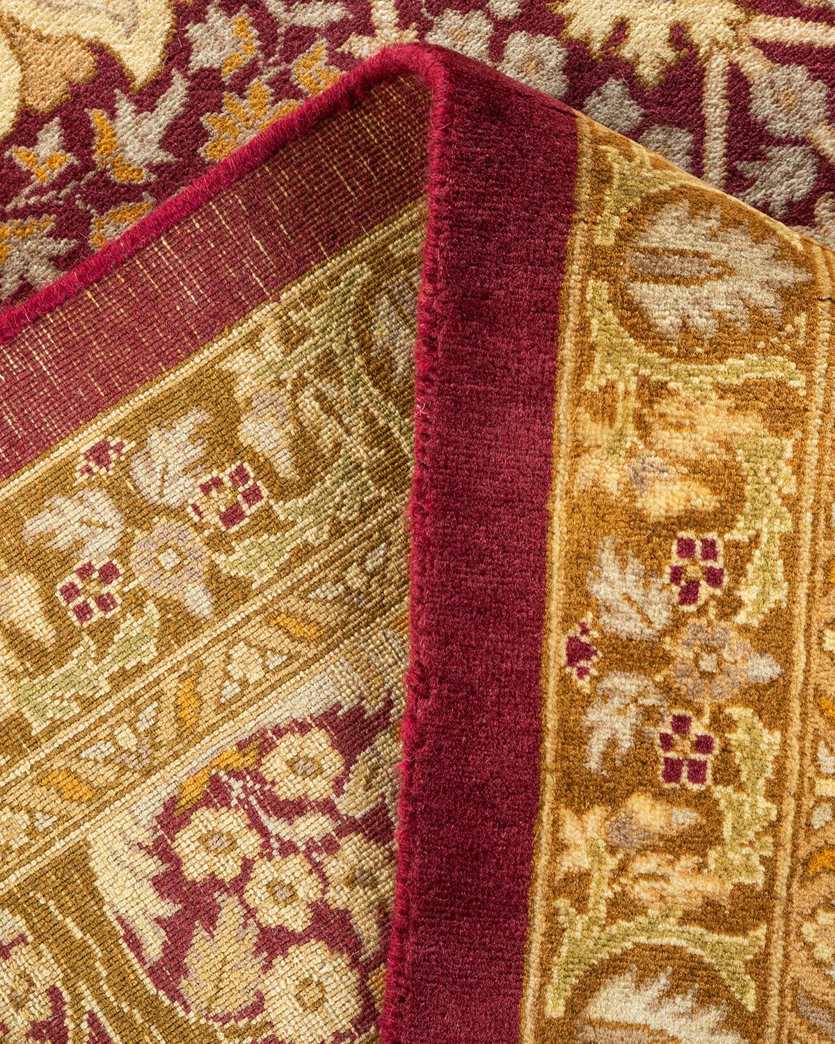 Handgeknüpfter orientalischer Mogul-Teppich in Violett, Unikat (Wolle) im Angebot