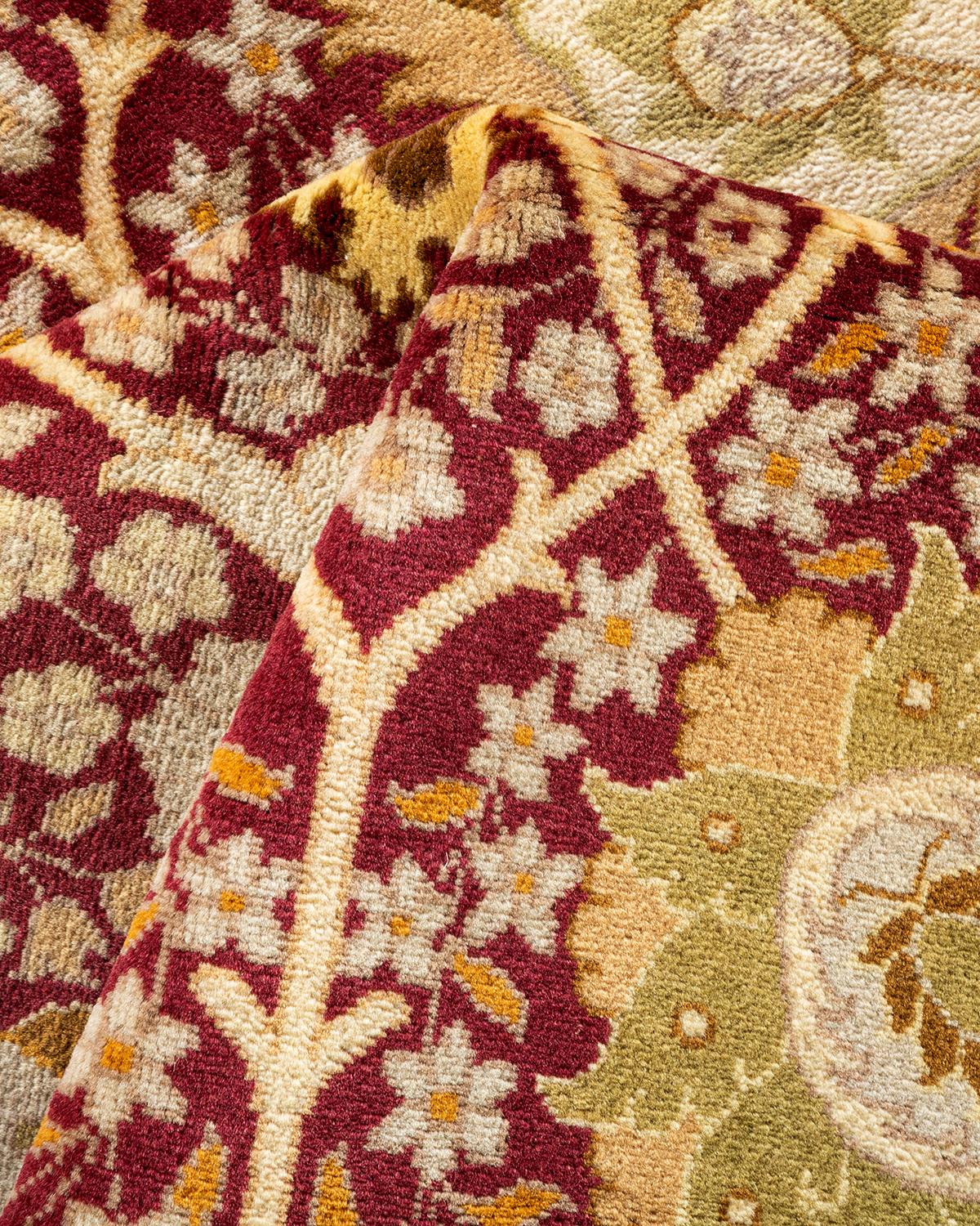 Handgeknüpfter orientalischer Mogul-Teppich in Violett, Unikat im Angebot 1