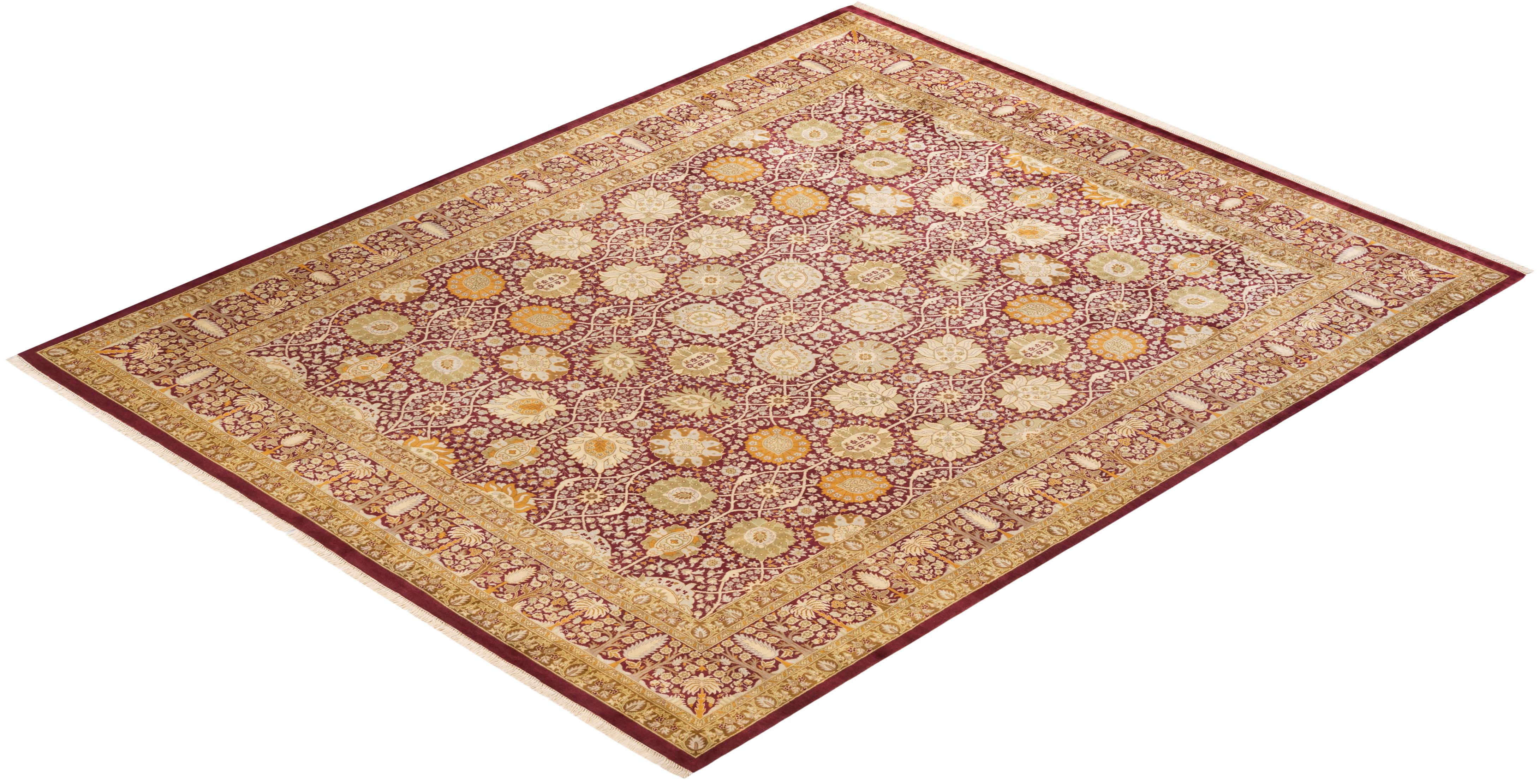 Tapis unique Oriental Mogul violet noué à la main, unique en son genre en vente 2