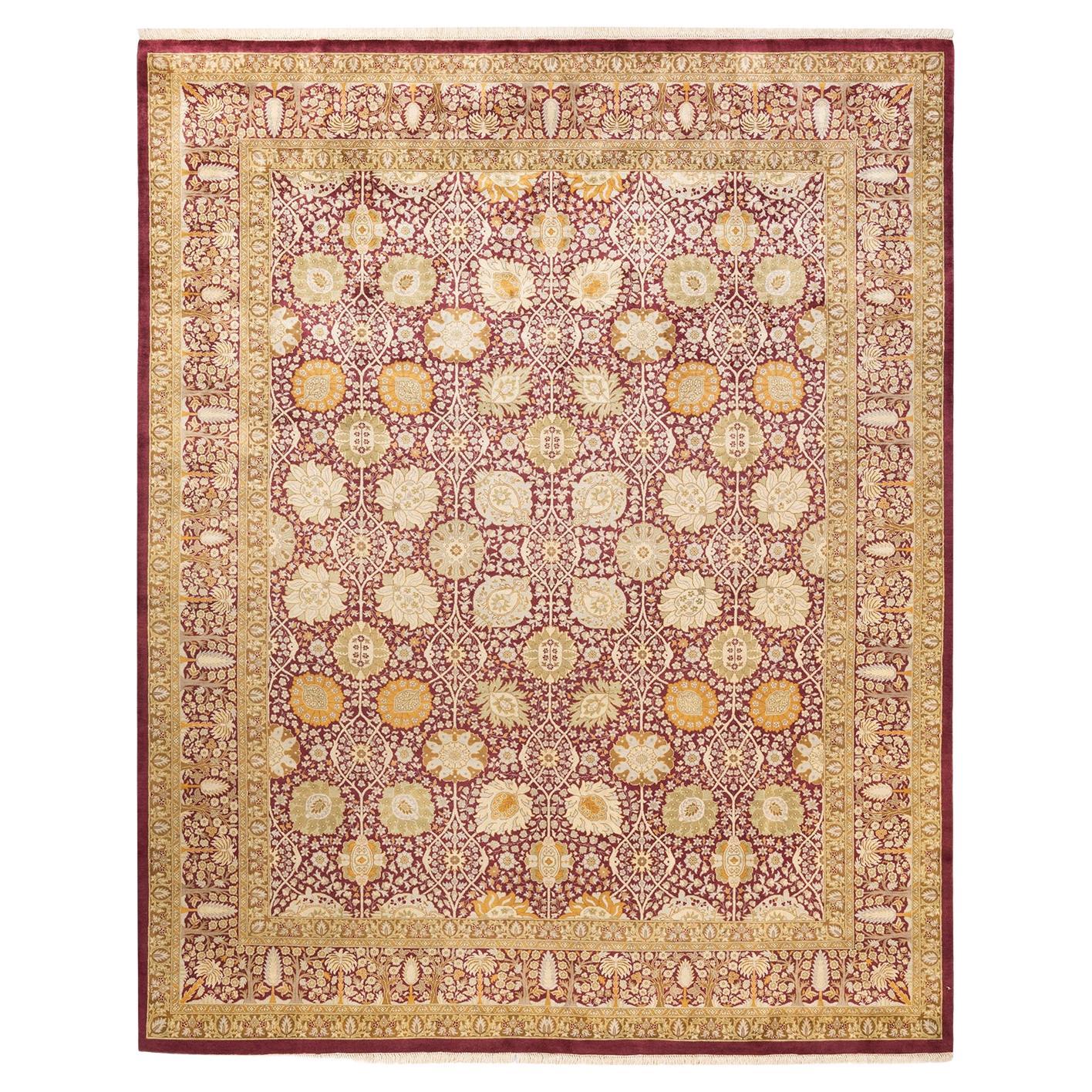 One-Of-A-Kind Hand Knotted Oriental Mogul Purple Area Rug For Sale