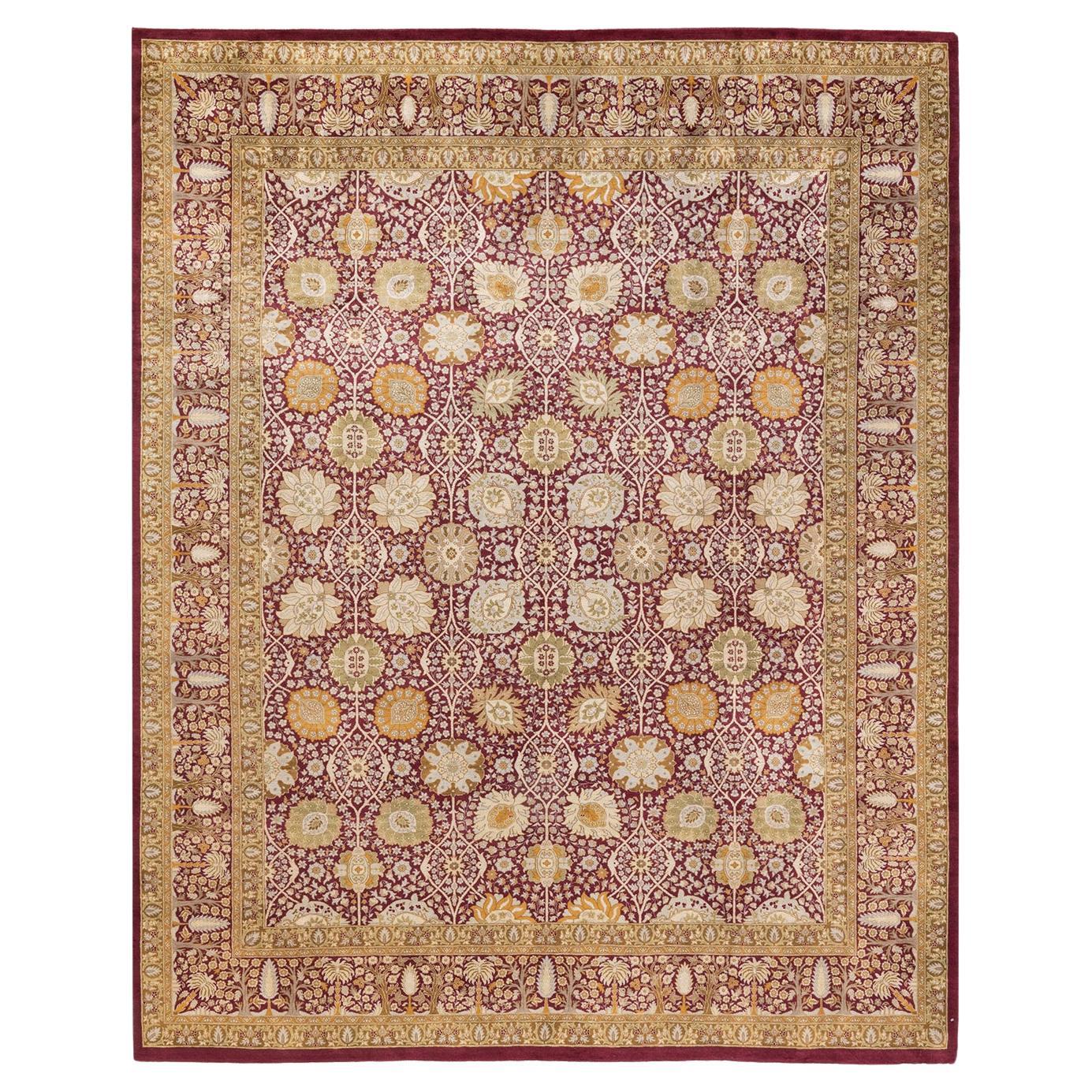 Tapis unique Oriental Mogul violet noué à la main 8' 1""" x 10' 2"" en vente
