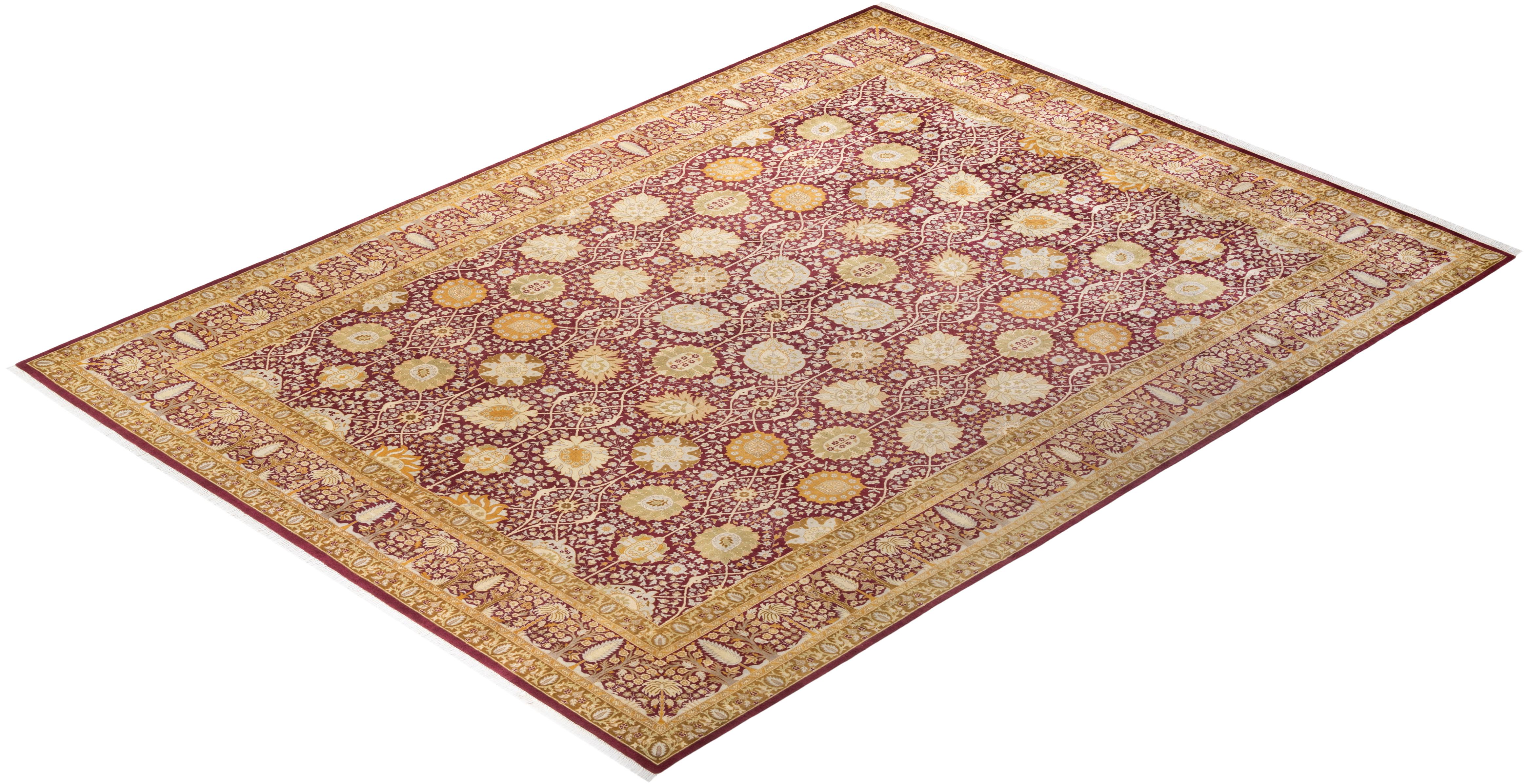 Tapis unique Oriental Mogul violet noué à la main, unique en son genre en vente 2