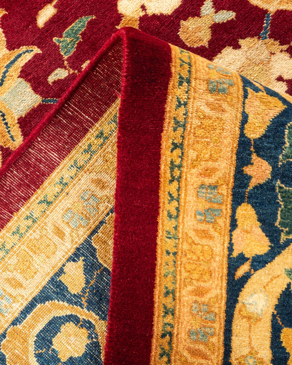 Handgeknüpfter orientalischer Mogul-Teppich in Violett, Unikat (Wolle) im Angebot