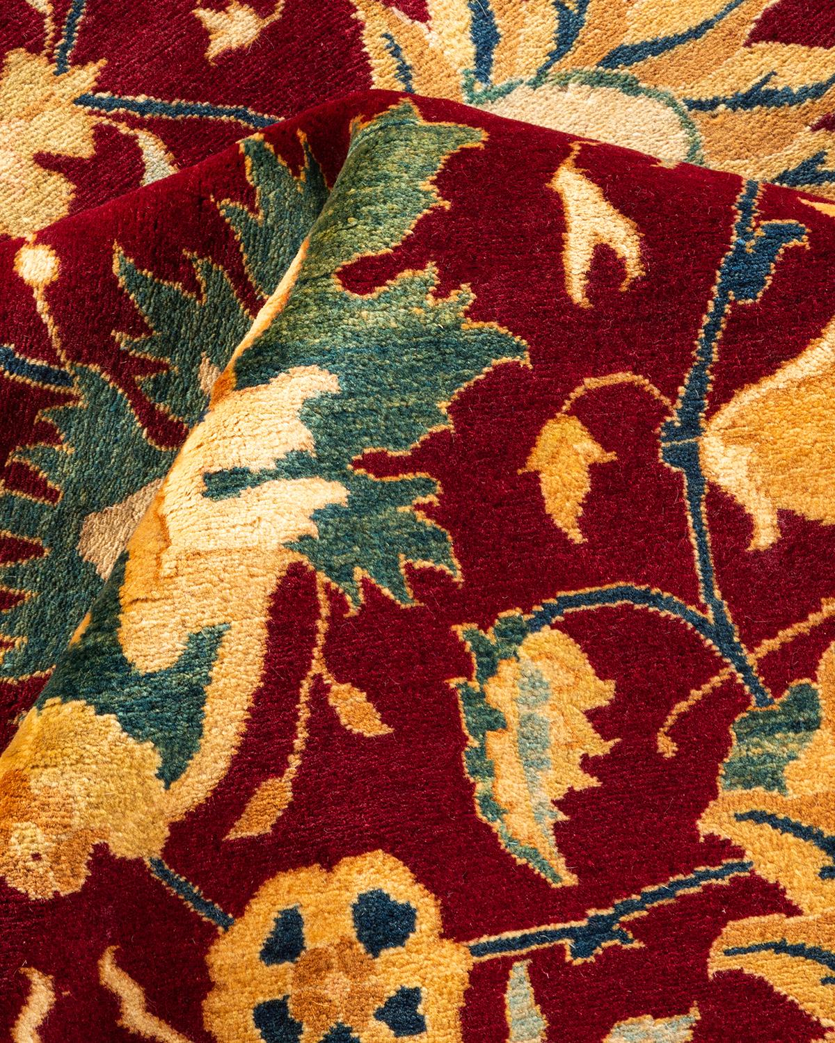 Handgeknüpfter orientalischer Mogul-Teppich in Violett, Unikat im Angebot 1