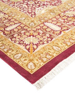 Handgeknüpfter orientalischer Mogul-Teppich in Violett, Unikat