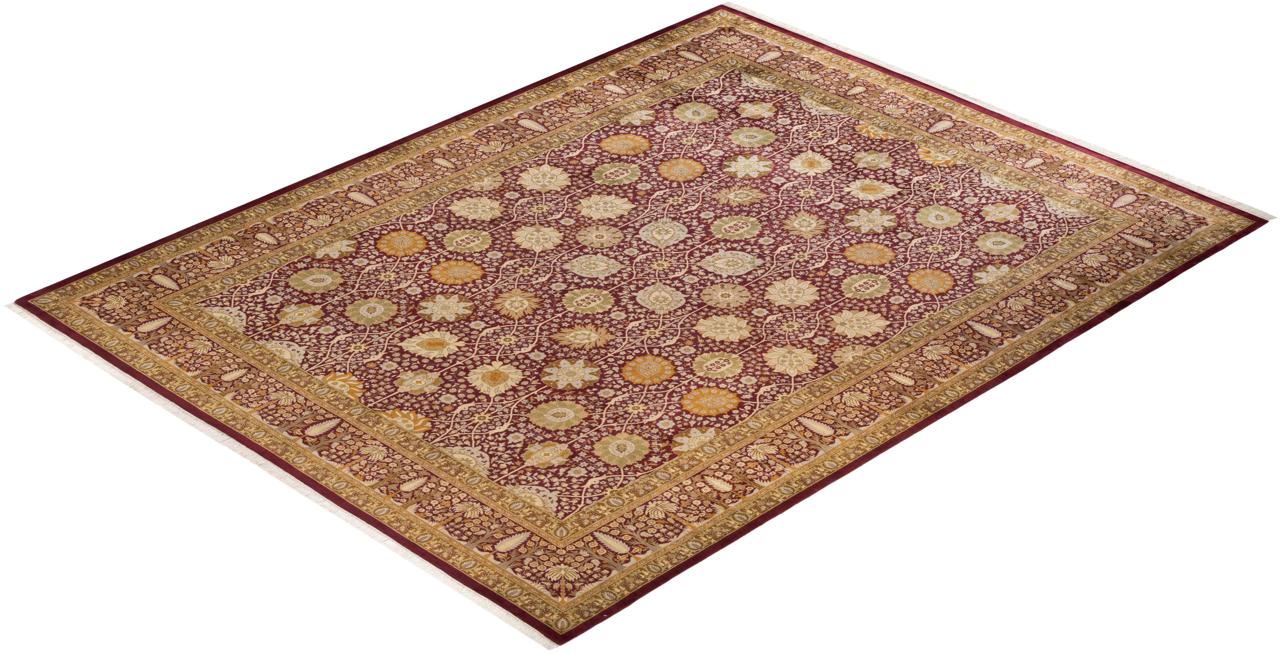 One-of-a-Kind Hand Knotted Oriental Mogul Purple Area Rug For Sale 2