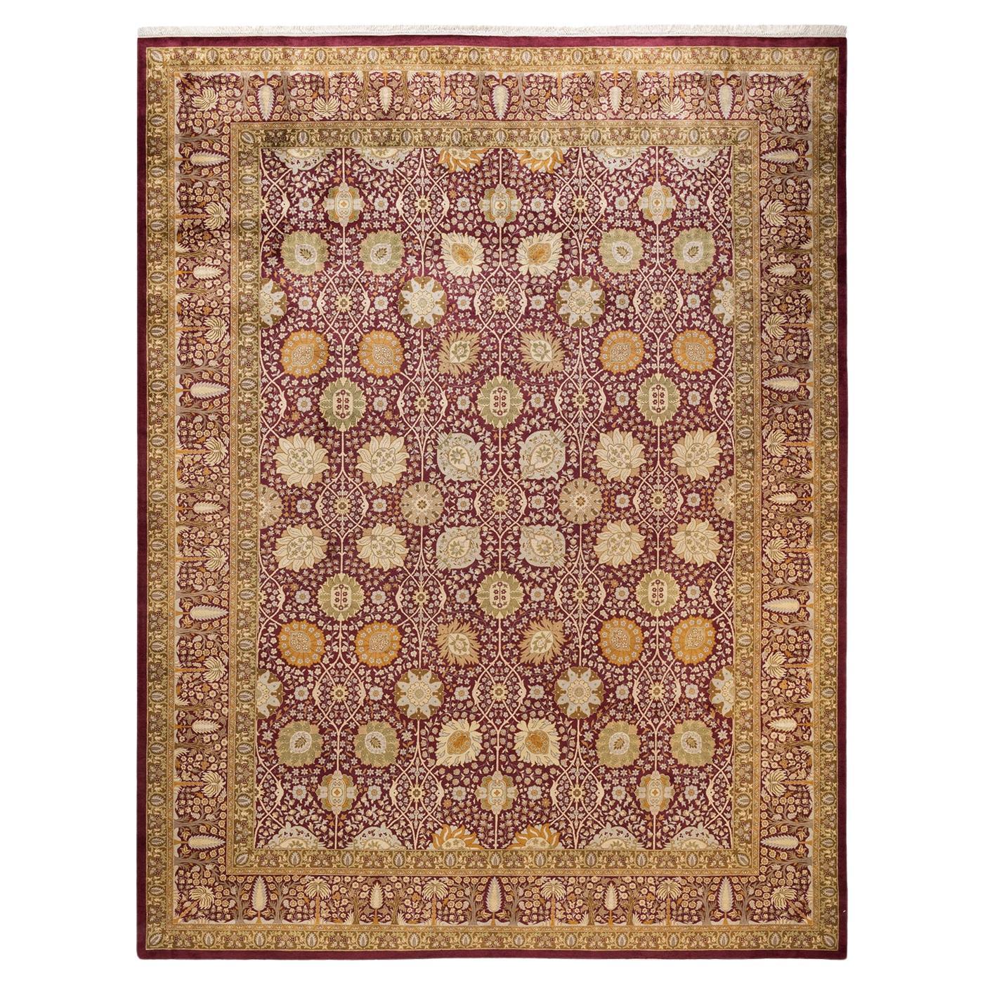 One-of-a-Kind Hand Knotted Oriental Mogul Purple Area Rug For Sale