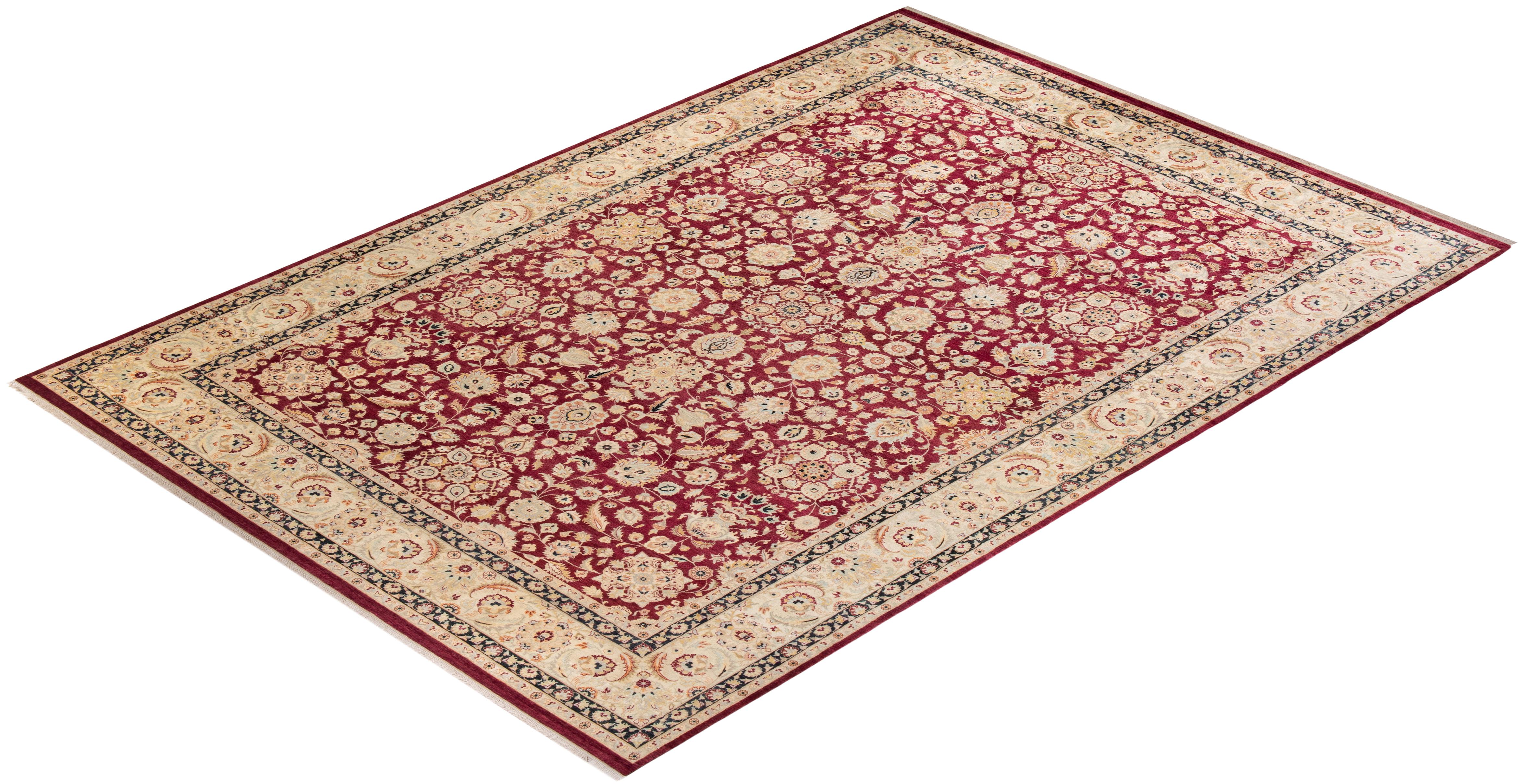 Tapis unique Oriental Mogul rouge noué à la main 10' 0