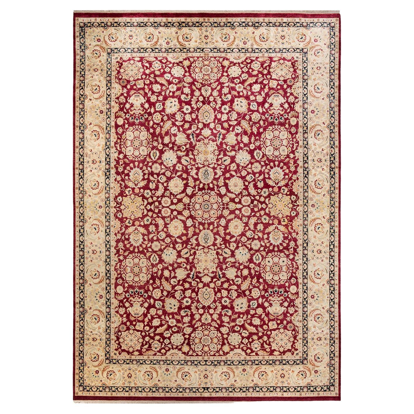 One-Of-A-Kind Hand Knotted Oriental Mogul Red Area Rug 10' 0" x 14' 4" For Sale