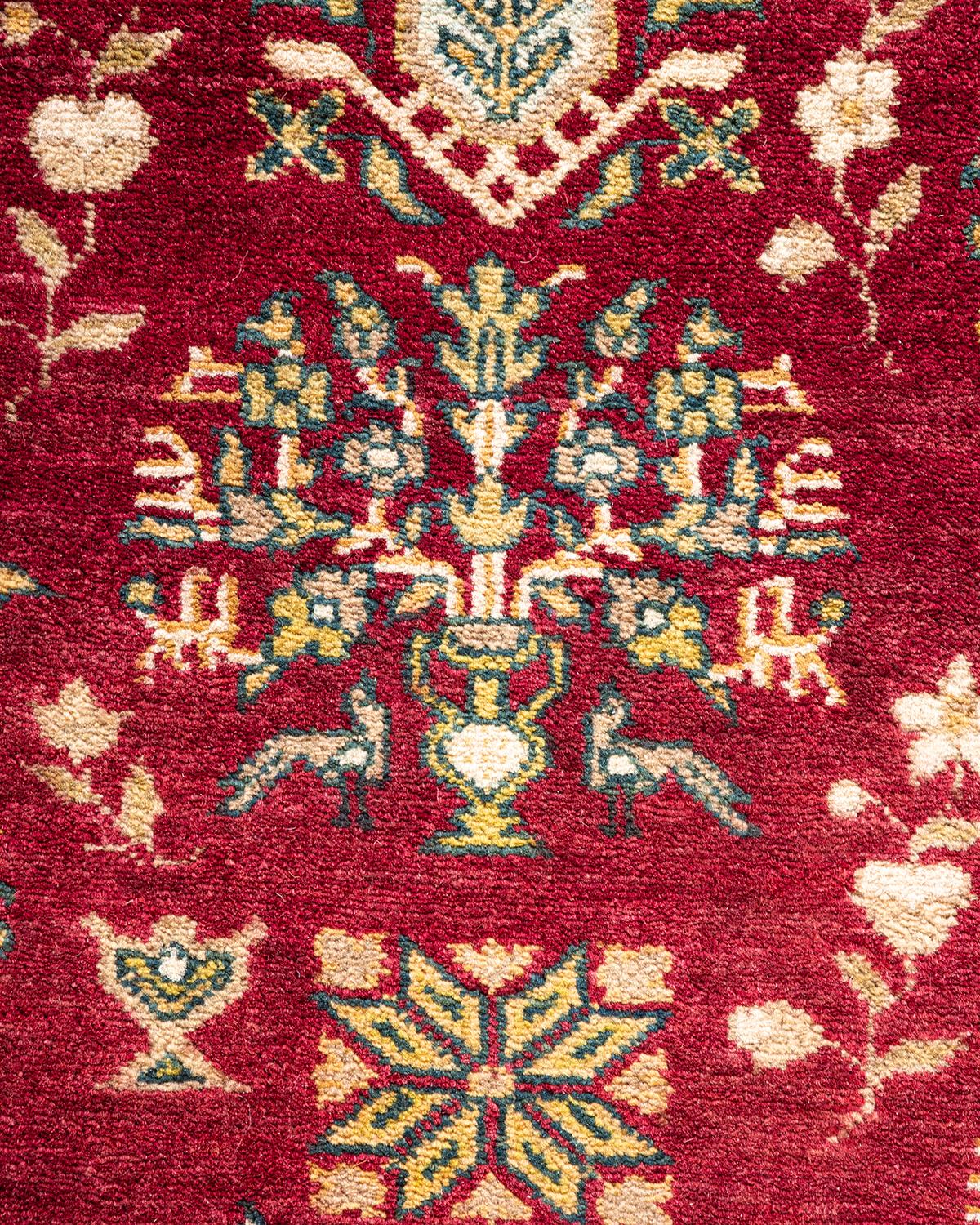 Pakistanais Tapis oriental Mogul rouge, noué à la main, unique en son genre en vente