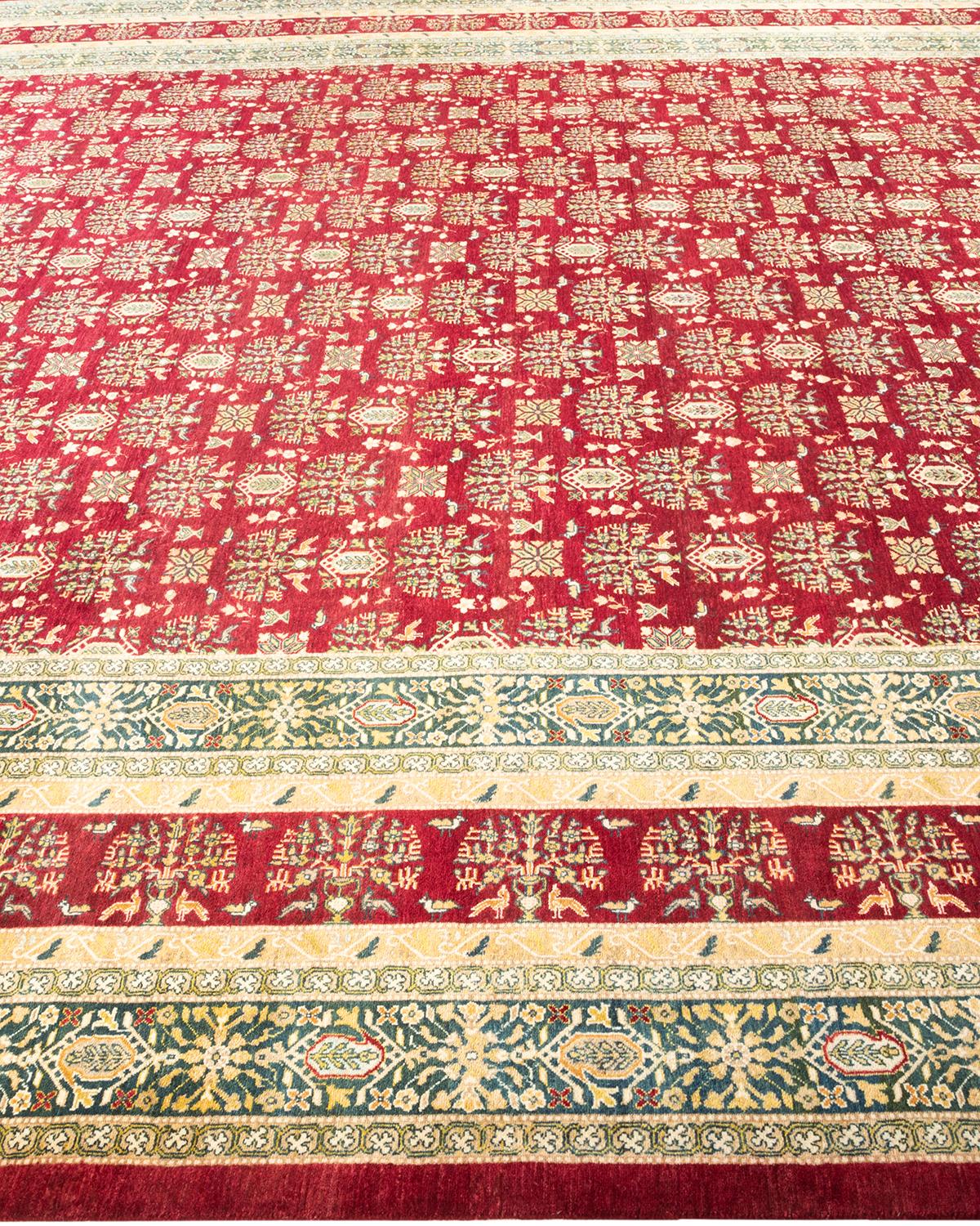 Tapis oriental Mogul rouge, noué à la main, unique en son genre Neuf - En vente à Norwalk, CT
