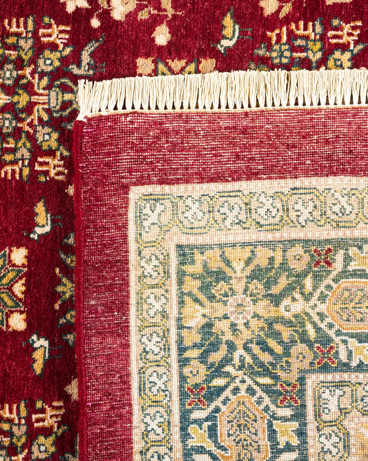 XXIe siècle et contemporain Tapis oriental Mogul rouge, noué à la main, unique en son genre en vente