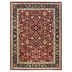 One-of-a-Kind Hand Knotted Oriental Mogul Red Area Rug