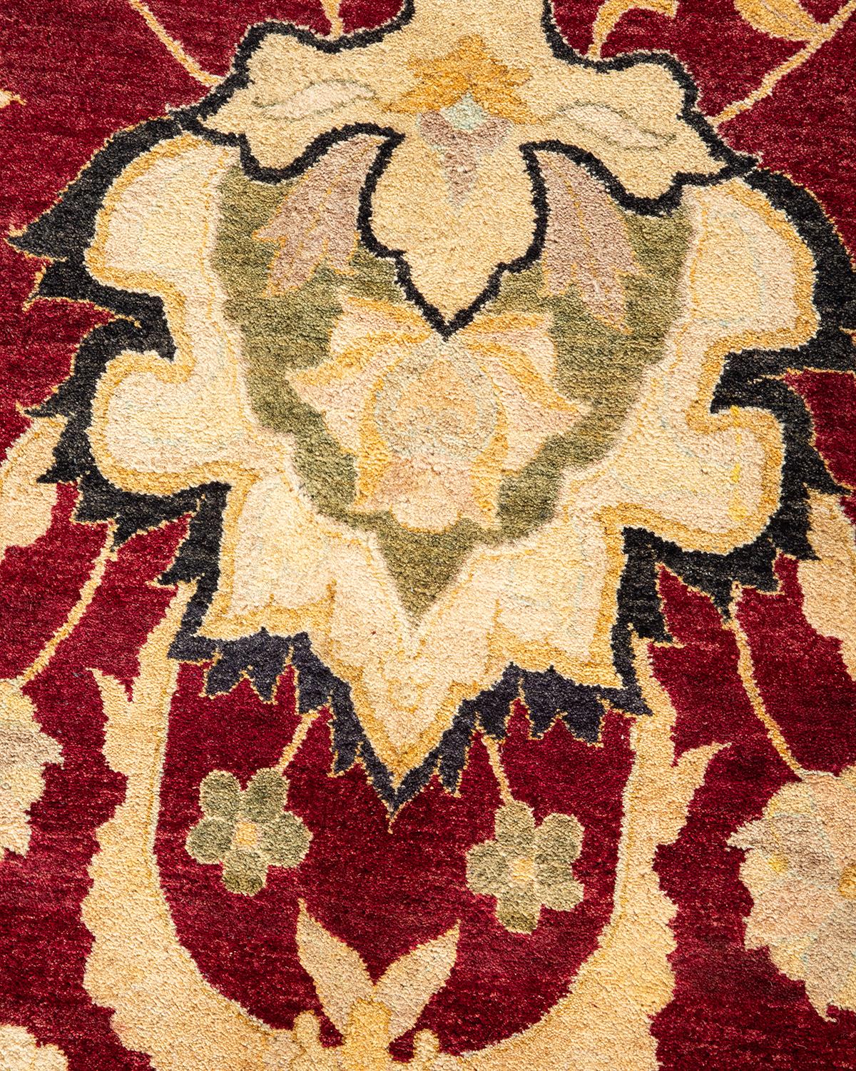 Pakistani One-Of-A-Kind Hand Knotted Oriental Mogul Red Area Rug