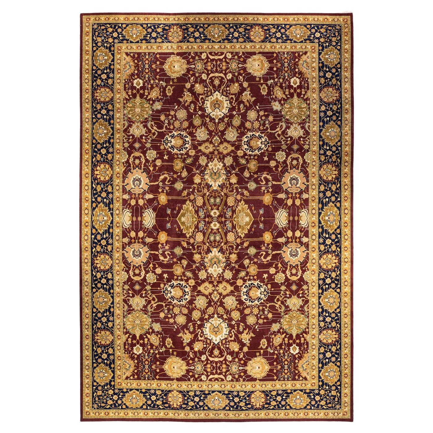 One-Of-A-Kind Hand Knotted Oriental Mogul Red Area Rug For Sale