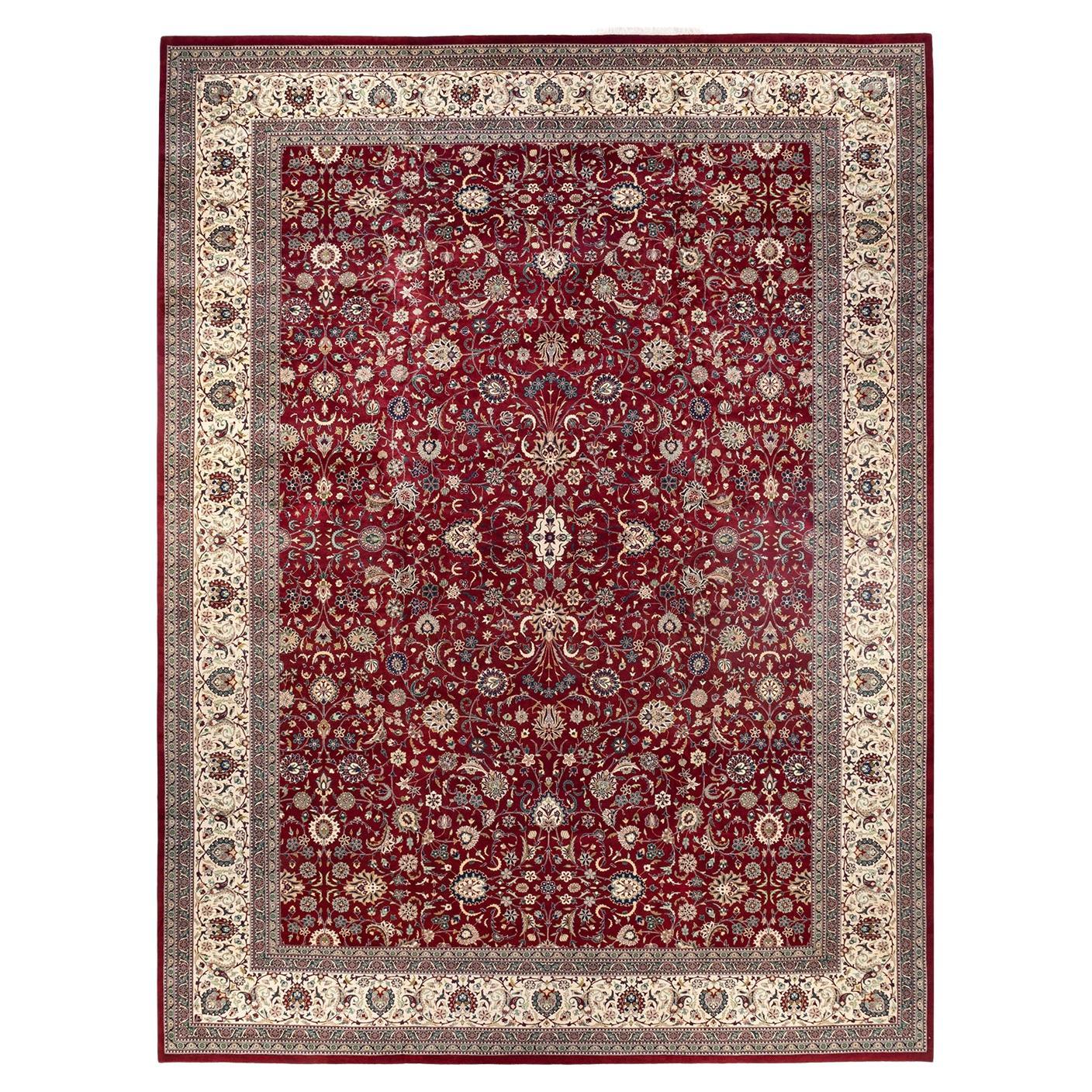 Einzigartiger handgeknüpfter roter Orientteppich Mogul Area Rug