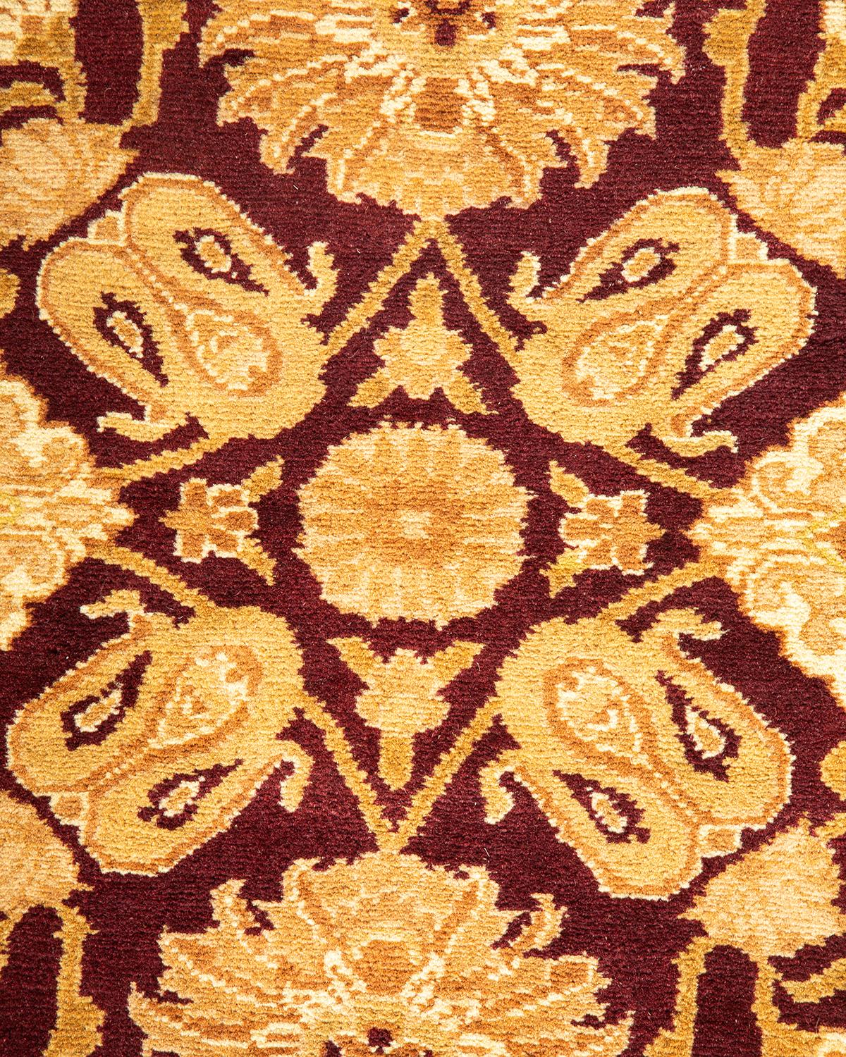 Pakistani One-of-a-kind Hand Knotted Oriental Mogul Red Area Rug For Sale
