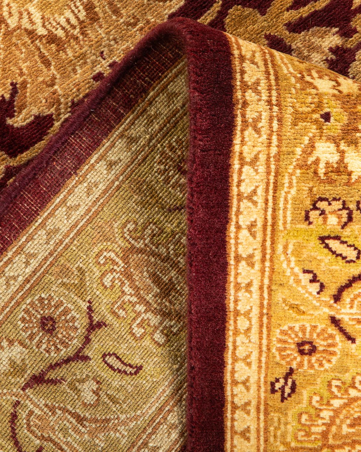 Wool One-of-a-kind Hand Knotted Oriental Mogul Red Area Rug For Sale