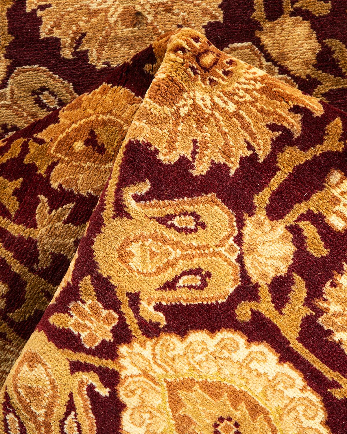 One-of-a-kind Hand Knotted Oriental Mogul Red Area Rug For Sale 1