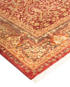 Handgeknüpfter orientalischer Mogul-Roter Teppich, Unikat
