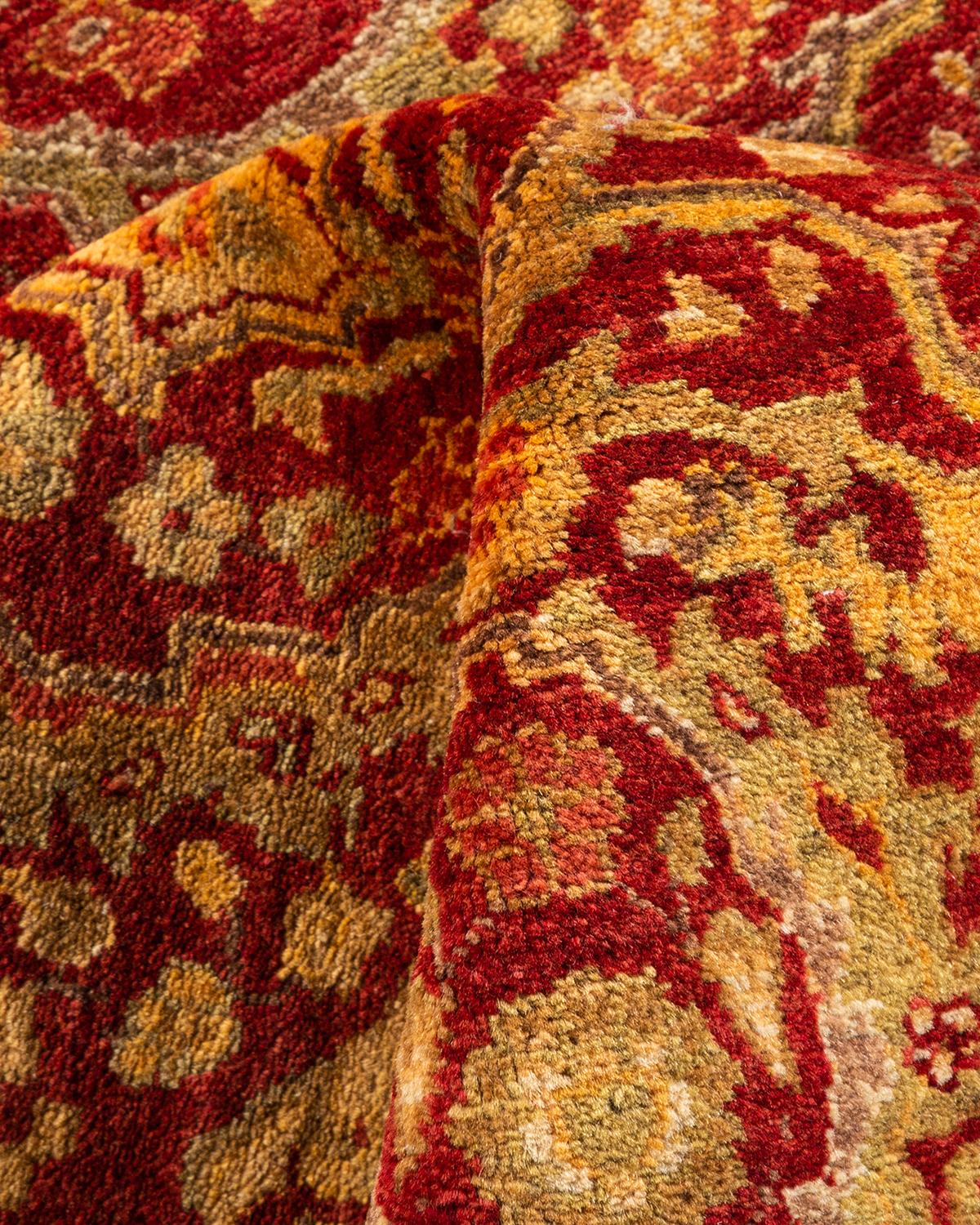 Alfombra oriental única Mogul roja anudada a mano en venta 1