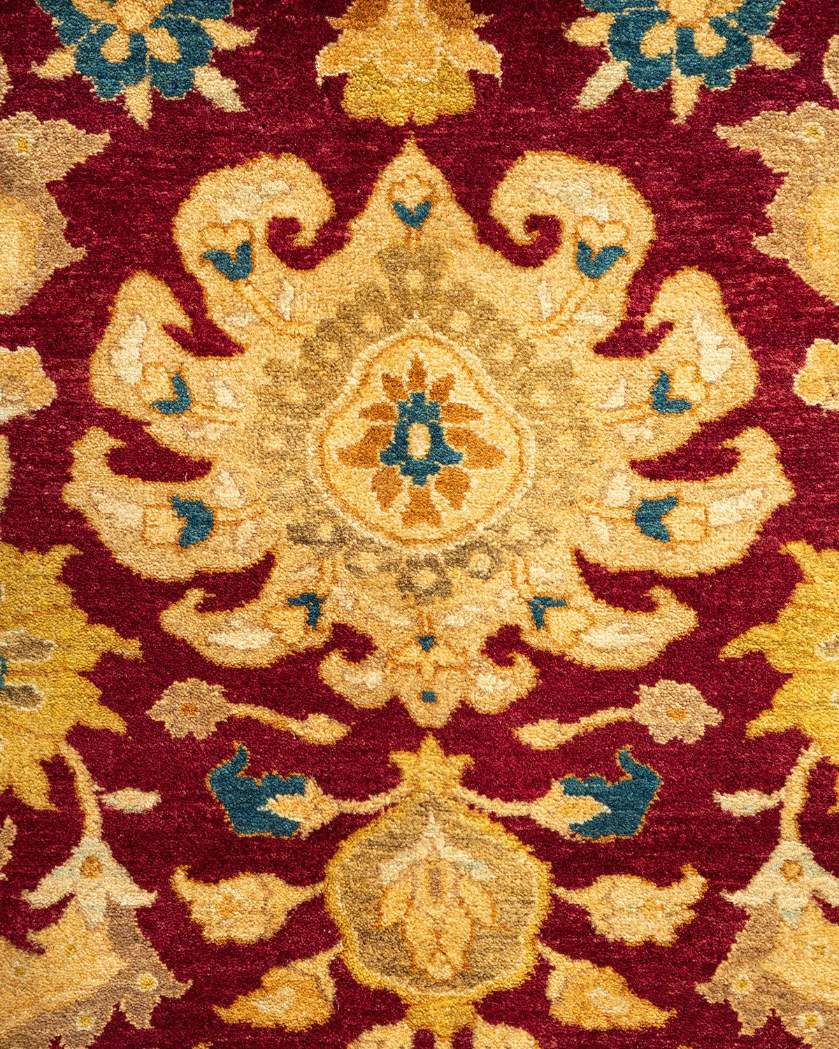 Alfombra oriental única Mogul roja anudada a mano Pakistaní en venta