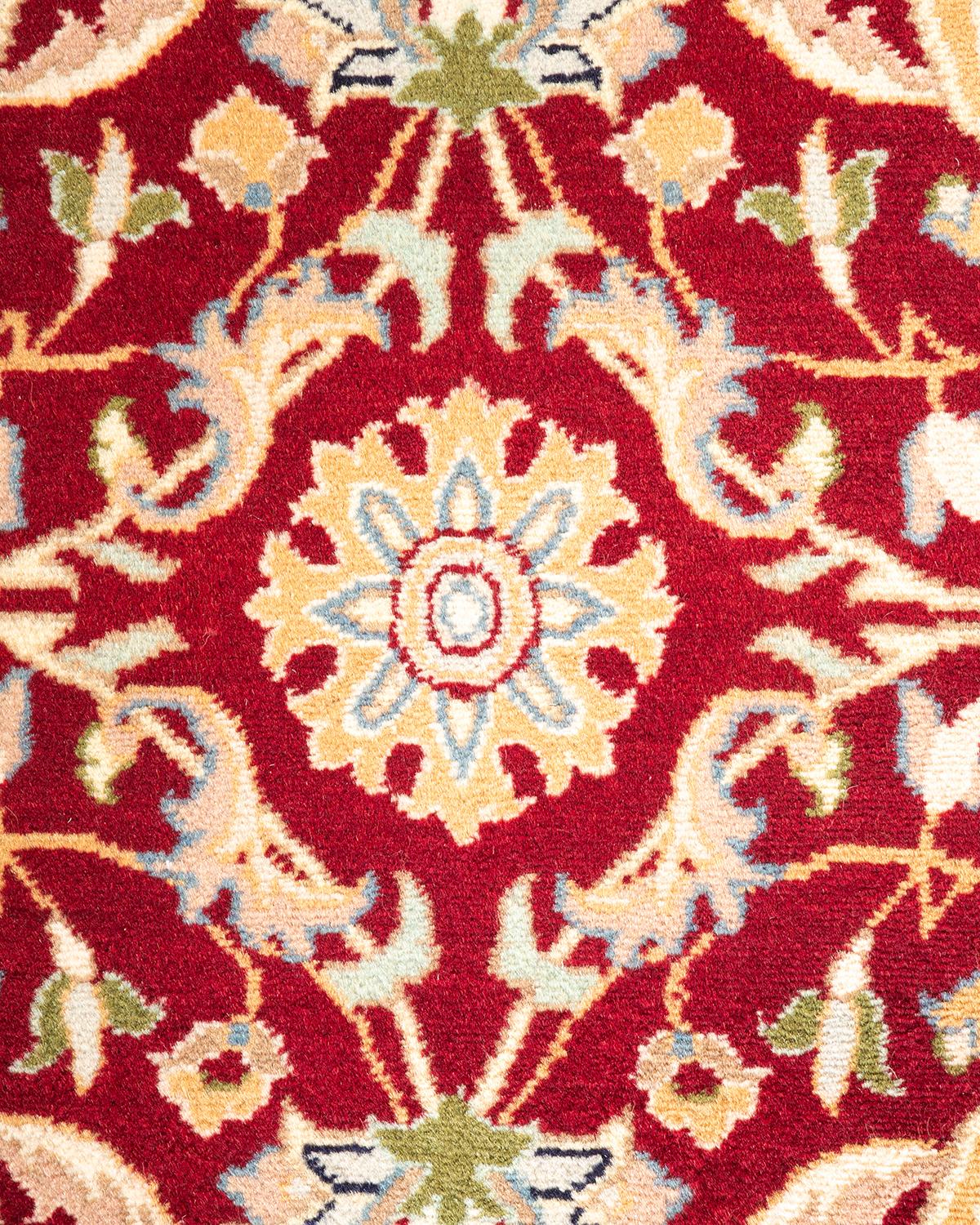 Pakistani One-of-a-Kind Hand Knotted Oriental Mogul Red Area Rug For Sale