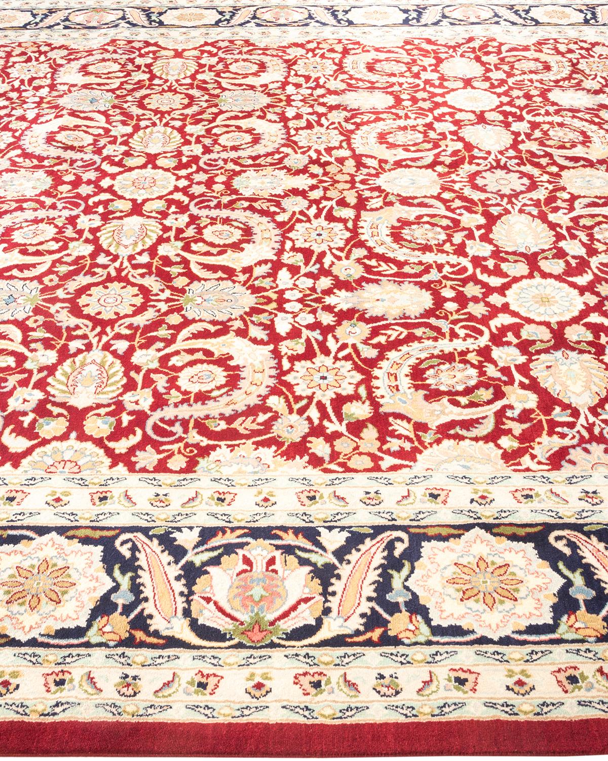 One-of-a-Kind Hand Knotted Oriental Mogul Red Area Rug In New Condition For Sale In Norwalk, CT