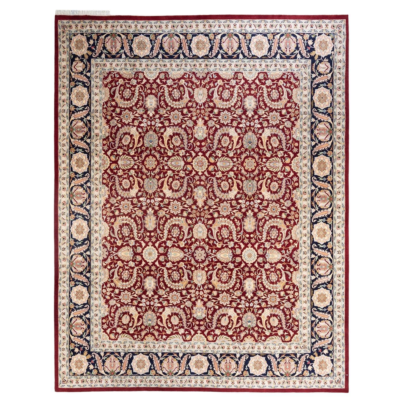 One-of-a-Kind Hand Knotted Oriental Mogul Red Area Rug For Sale