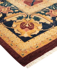 Handgeknüpfter orientalischer Mogul-Roter Teppich, Unikat, Unikat