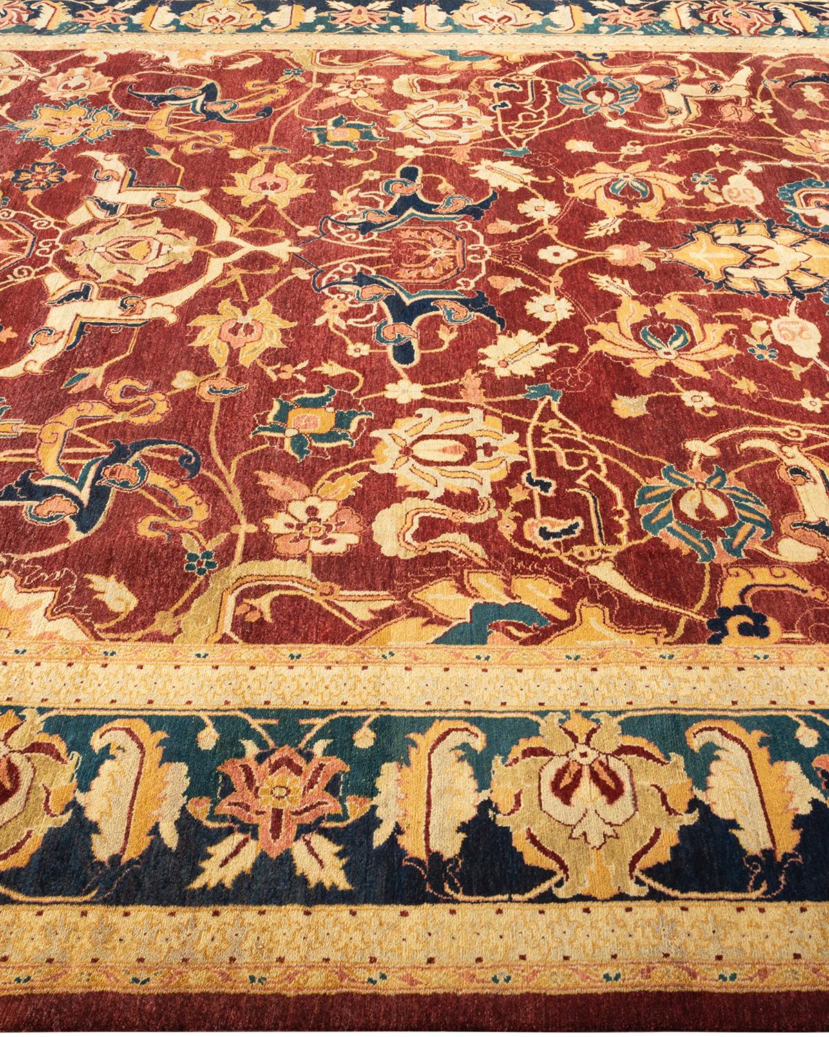 Tapis Oriental Mogul rouge noué à la main - Exemplaire unique Neuf - En vente à Norwalk, CT