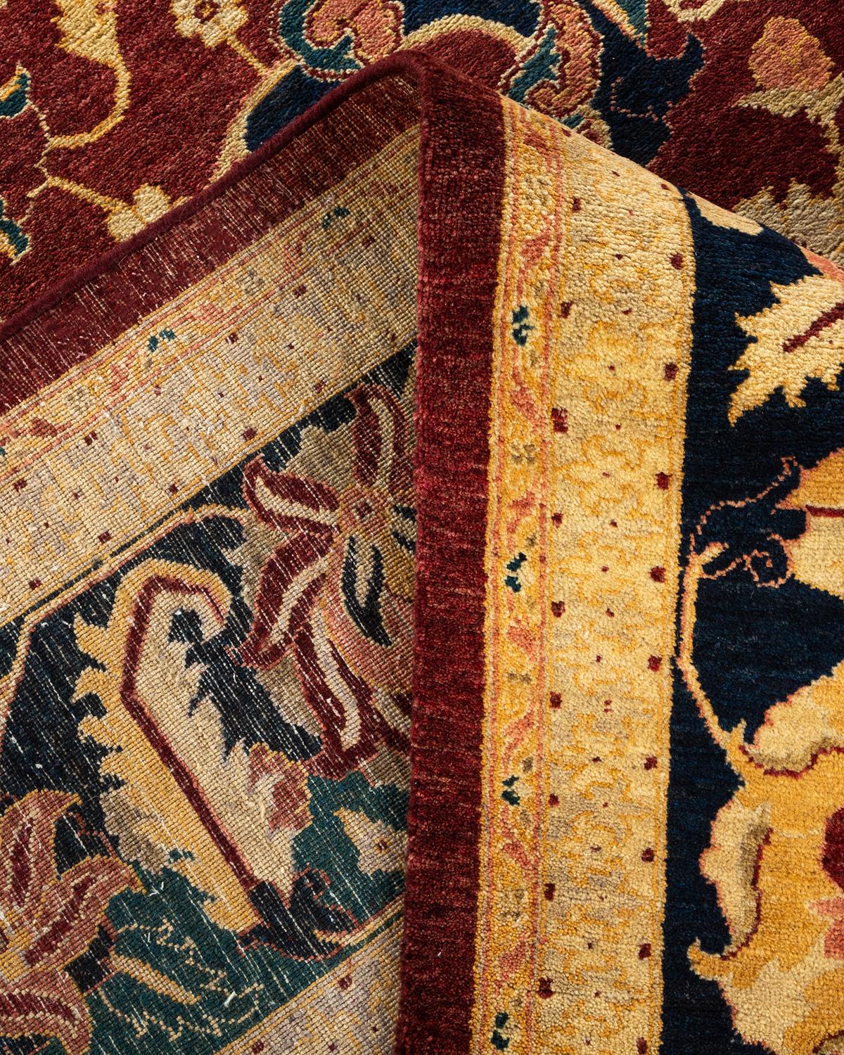 Laine Tapis Oriental Mogul rouge noué à la main - Exemplaire unique en vente