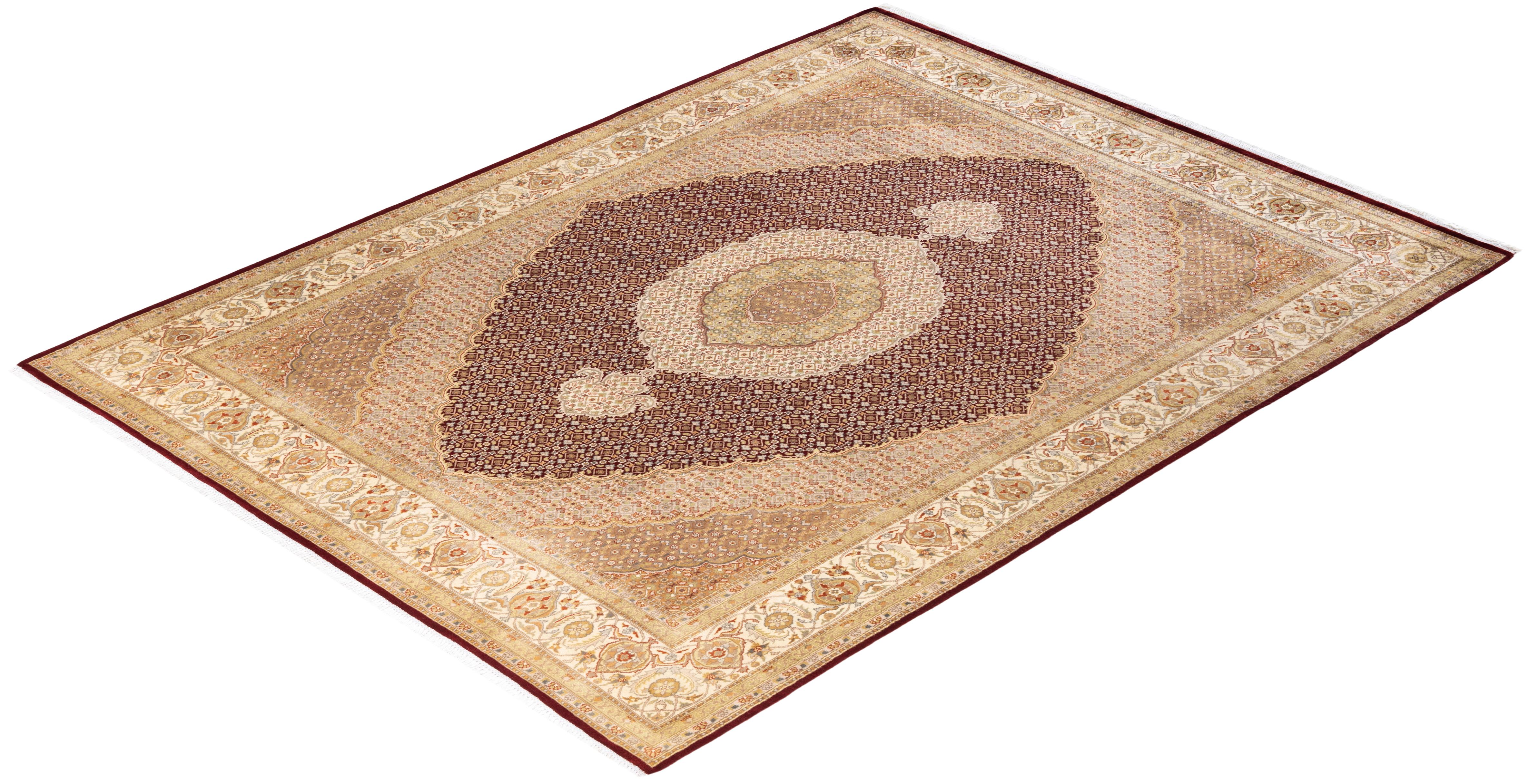 Handgeknüpfter orientalischer Mogul-Roter Teppich, Unikat im Angebot 2