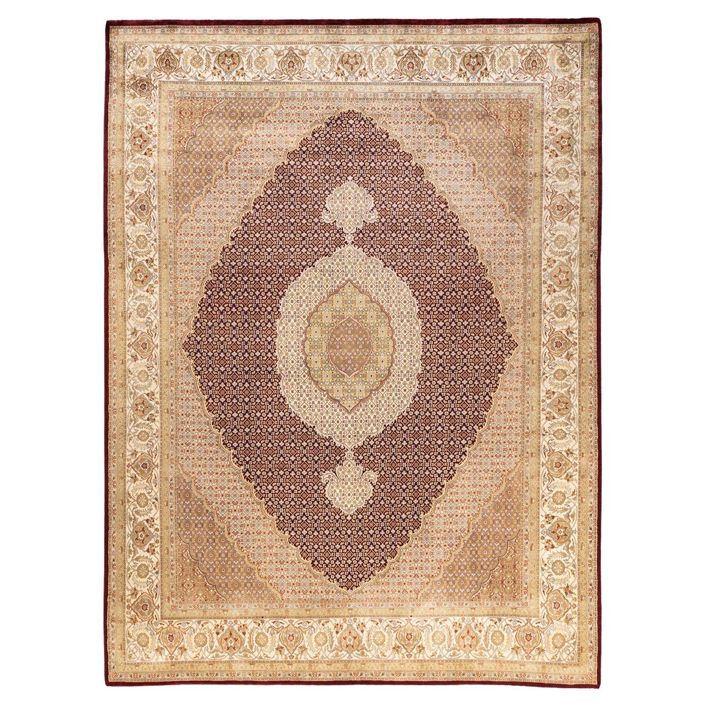 Handgeknüpfter orientalischer Mogul-Roter Teppich, Unikat
