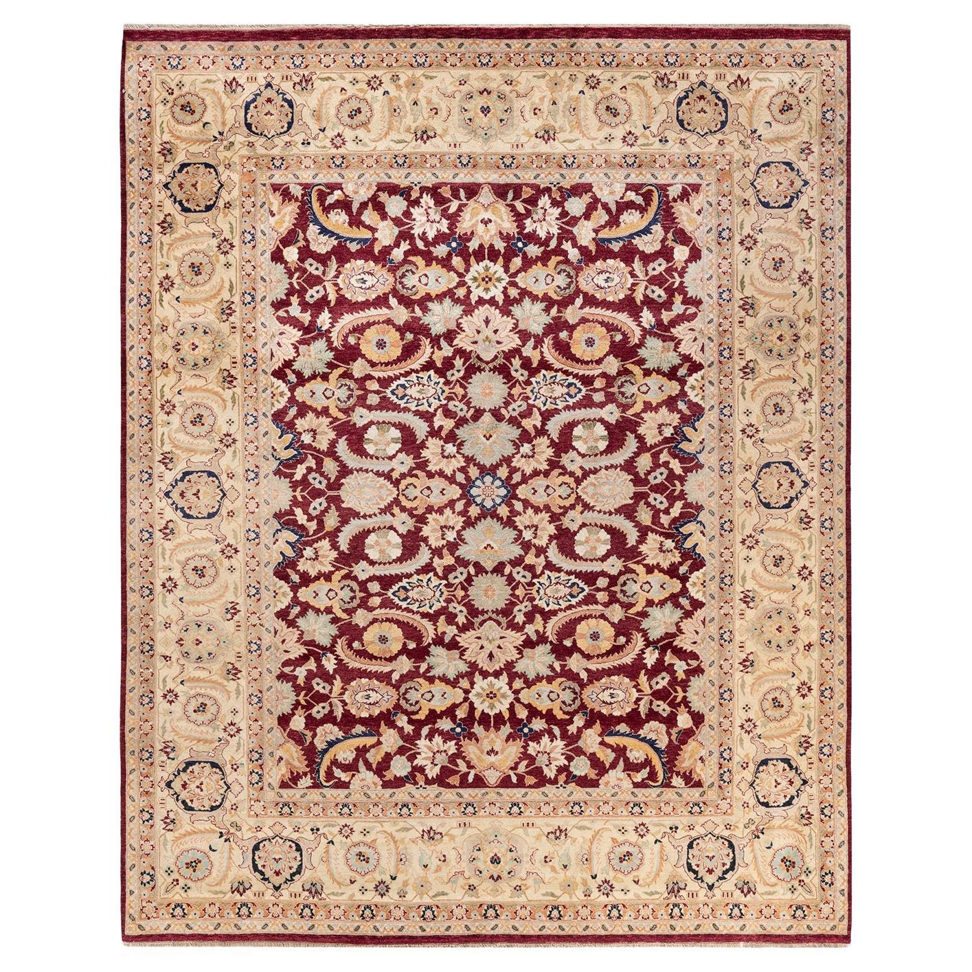 Handgeknüpfter orientalischer Mogul-Roter Teppich, Unikat, Unikat