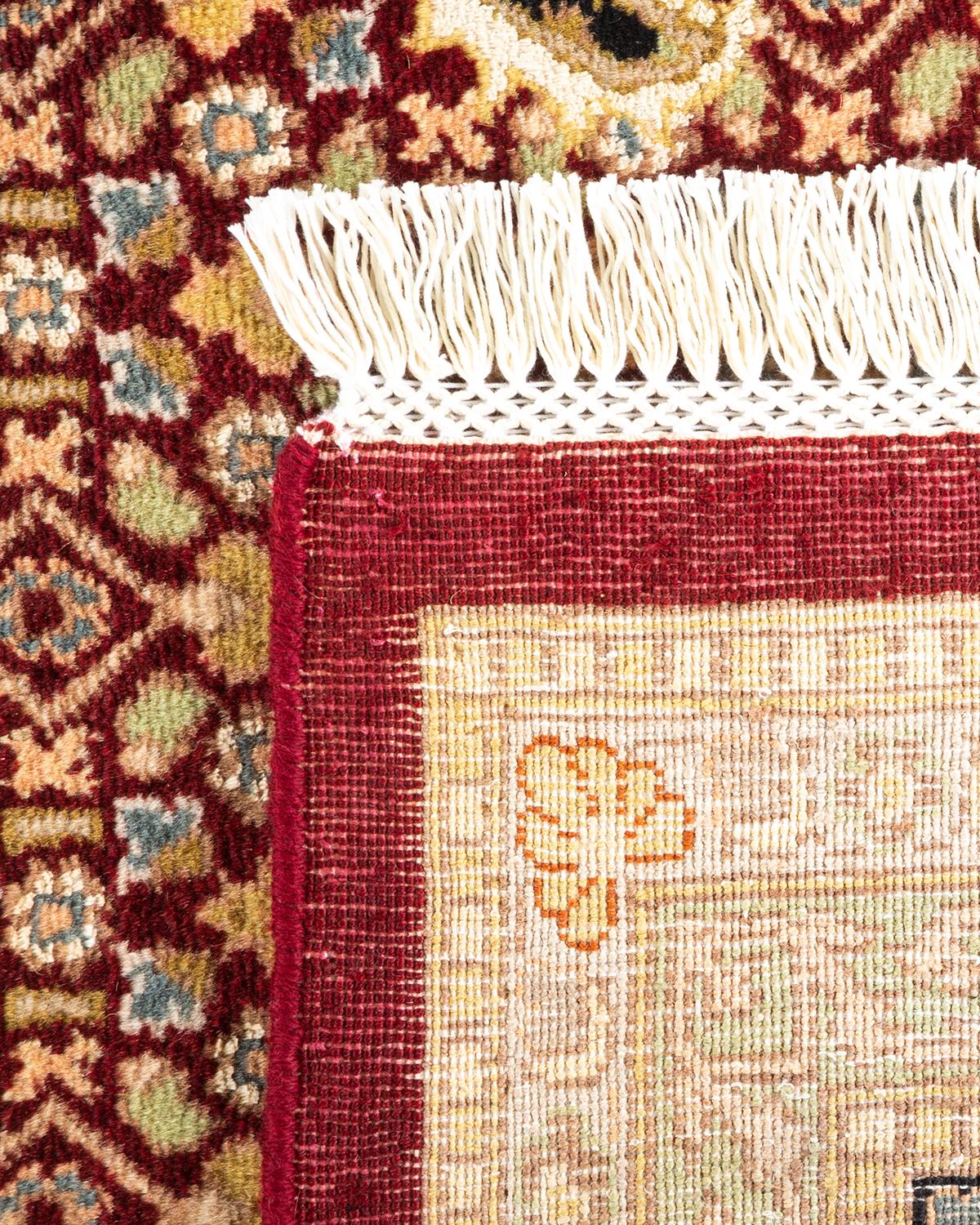 Handgeknüpfter orientalischer Mogul-Roter Teppich, Unikat (21. Jahrhundert und zeitgenössisch) im Angebot