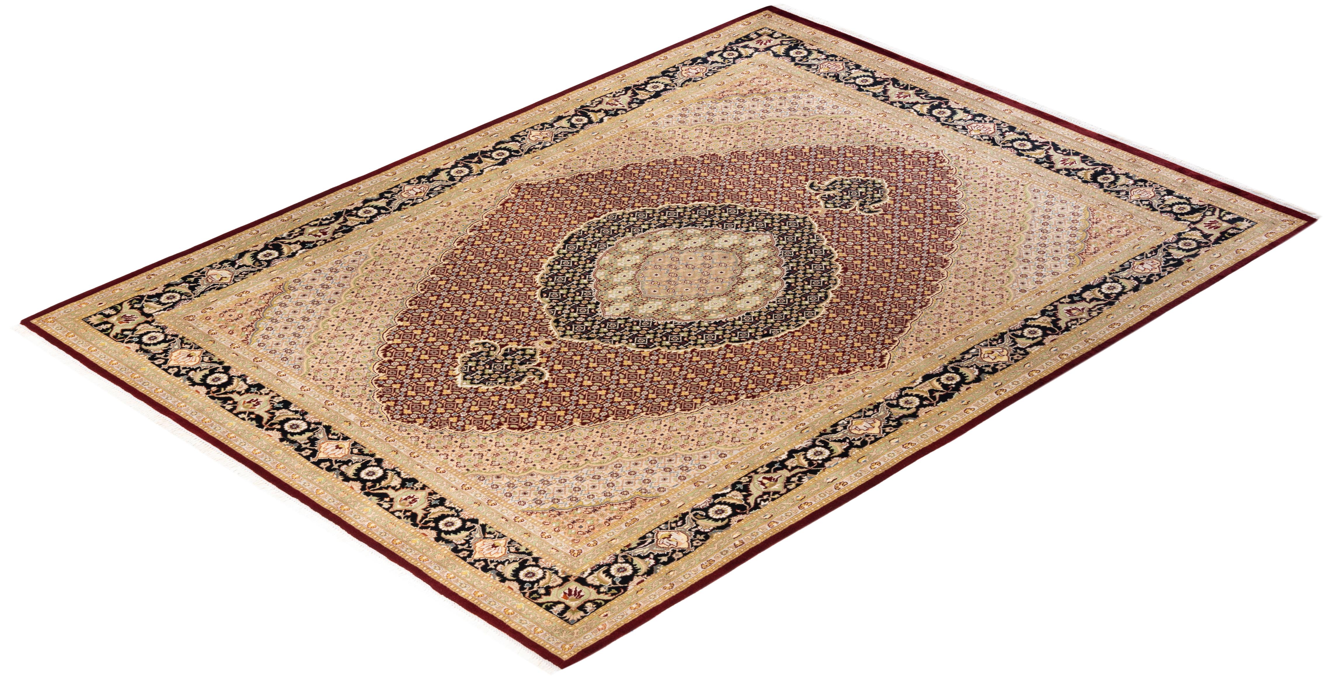 Handgeknüpfter orientalischer Mogul-Roter Teppich, Unikat im Angebot 2