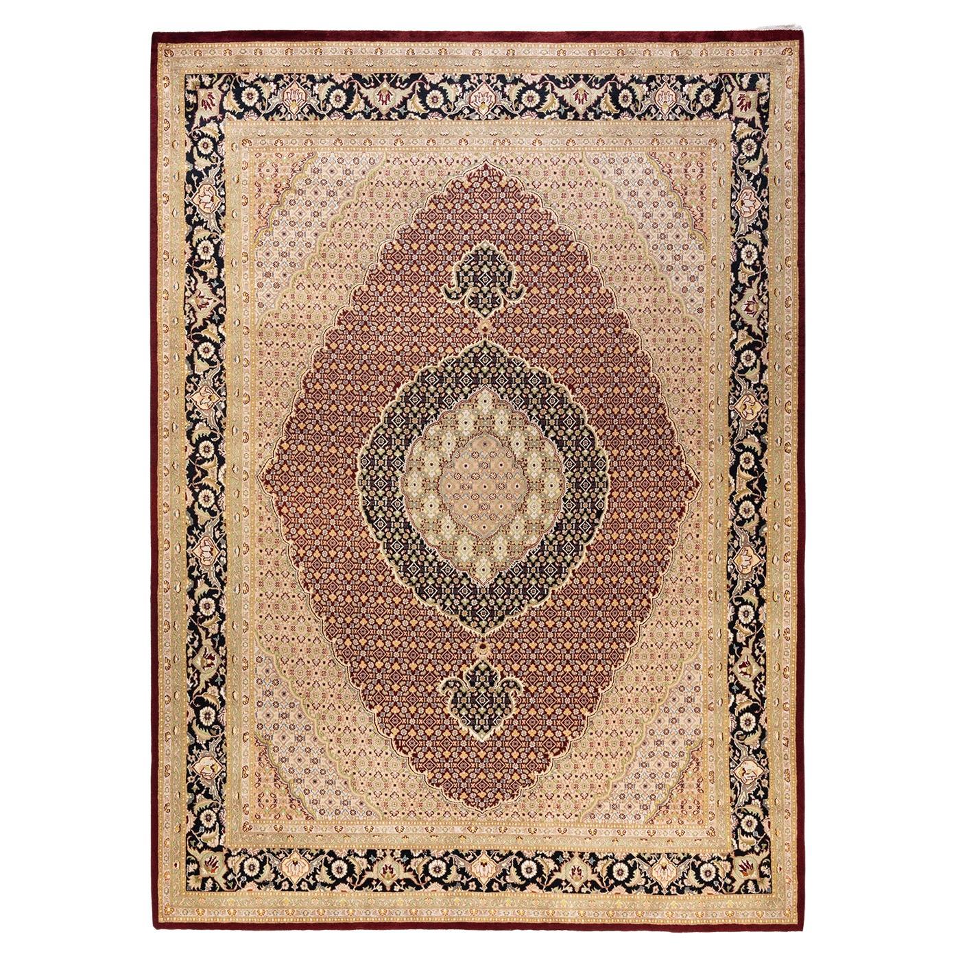 Handgeknüpfter orientalischer Mogul-Roter Teppich, Unikat