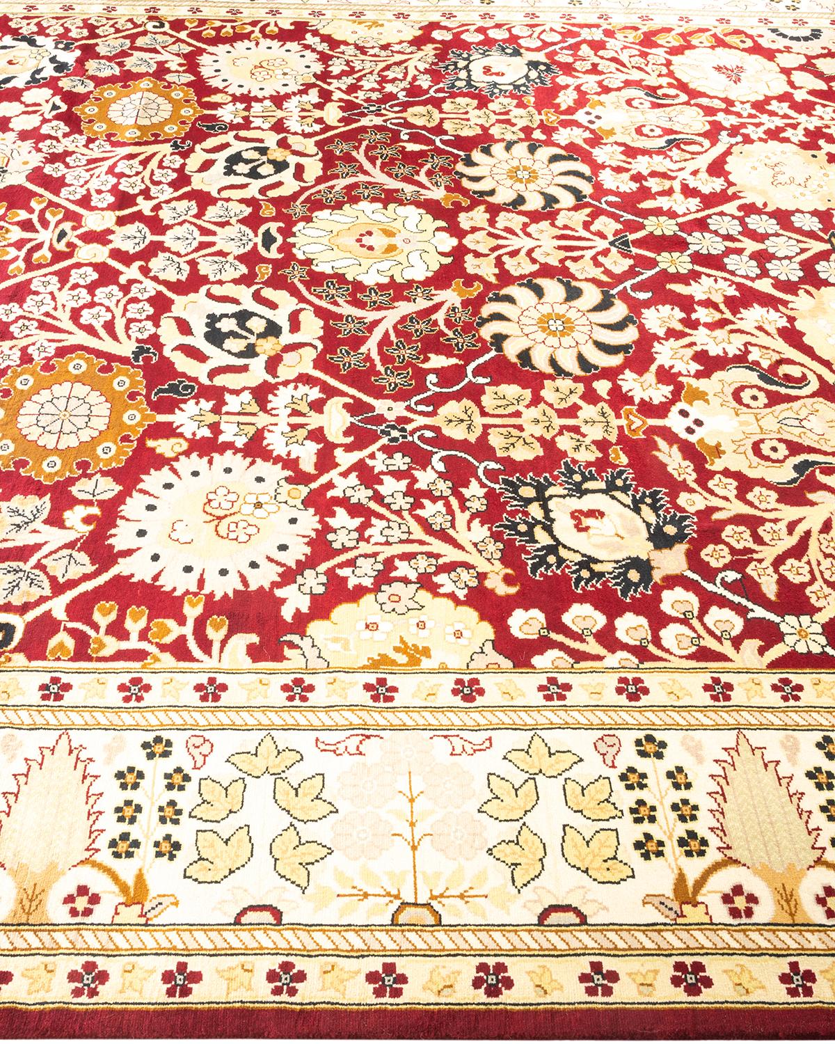 One-of-a-kind Hand Knotted Oriental Mogul Red Area Rug In New Condition For Sale In Norwalk, CT