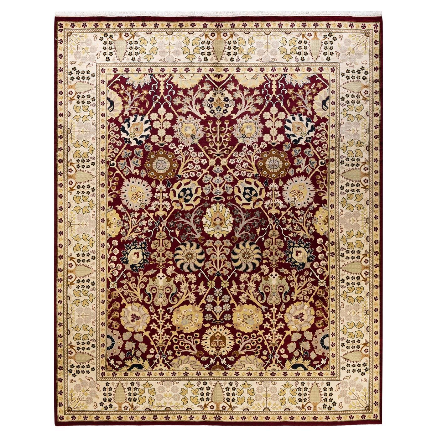 One-of-a-kind Hand Knotted Oriental Mogul Red Area Rug For Sale