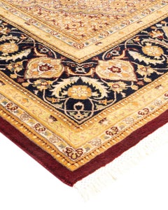 Handgeknüpfter orientalischer Mogul-Roter Teppich, Unikat