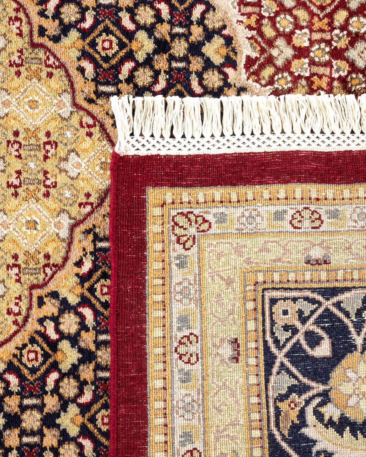 Handgeknüpfter orientalischer Mogul-Roter Teppich, Unikat (21. Jahrhundert und zeitgenössisch) im Angebot