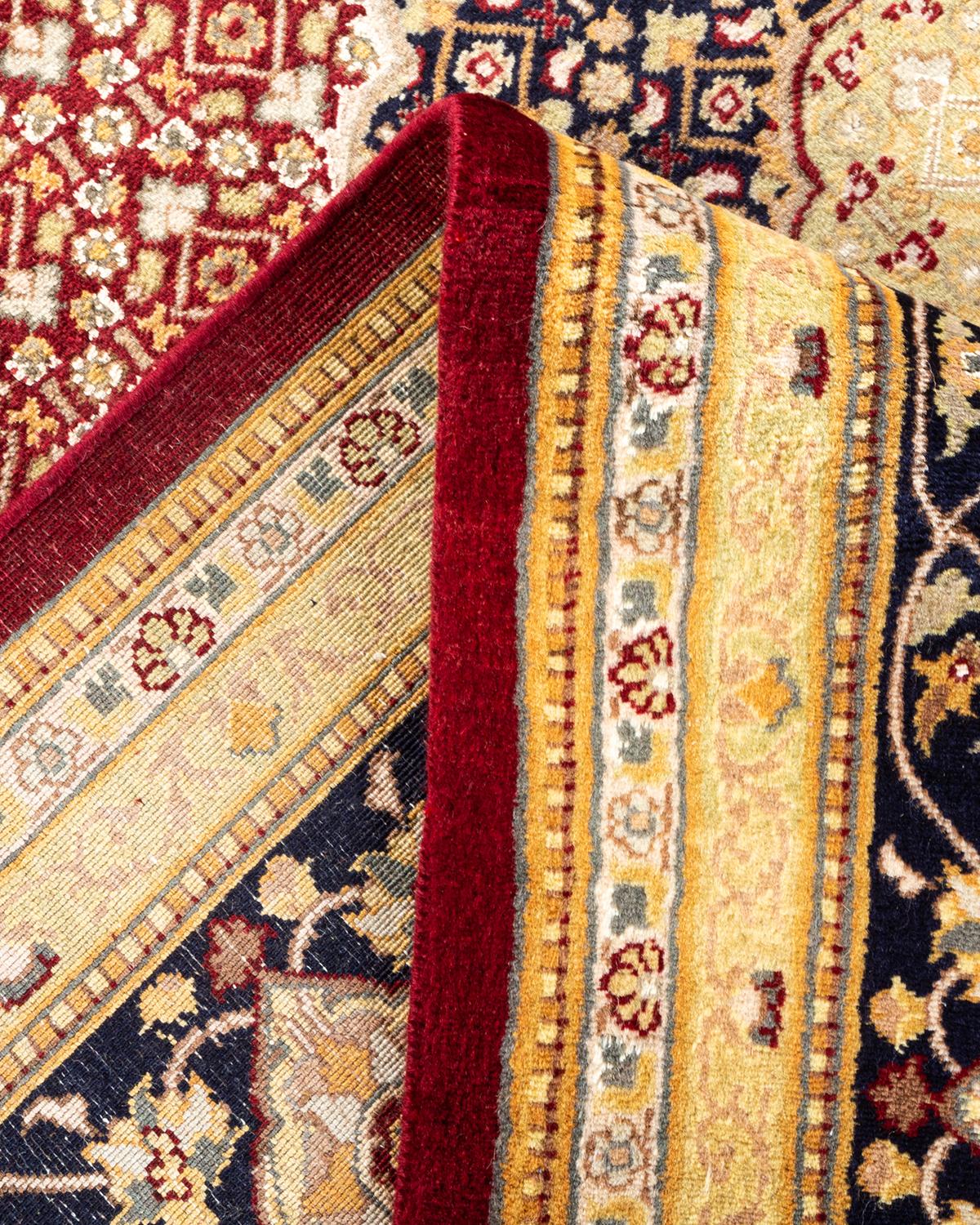 Handgeknüpfter orientalischer Mogul-Roter Teppich, Unikat (Wolle) im Angebot