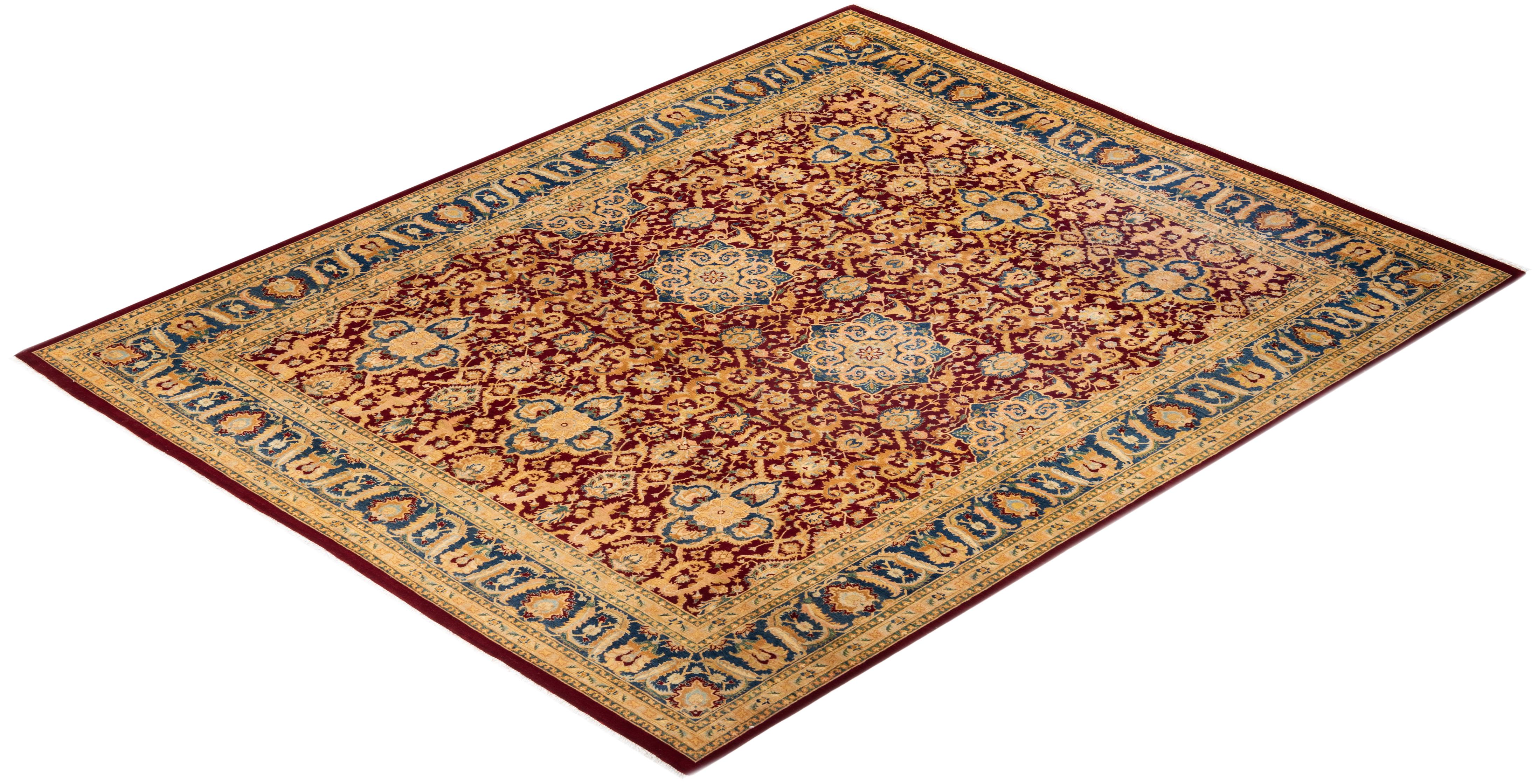 One-Of-A-Kind Hand Knotted Oriental Mogul Red Area Rug For Sale 2