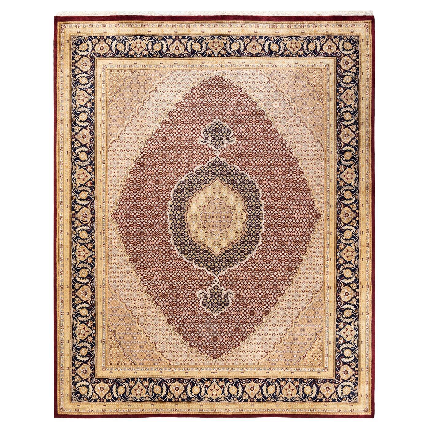 One-of-a-Kind Hand Knotted Oriental Mogul Red Area Rug For Sale