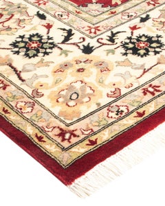 Handgeknüpfter orientalischer Mogul-Roter Teppich, Unikat