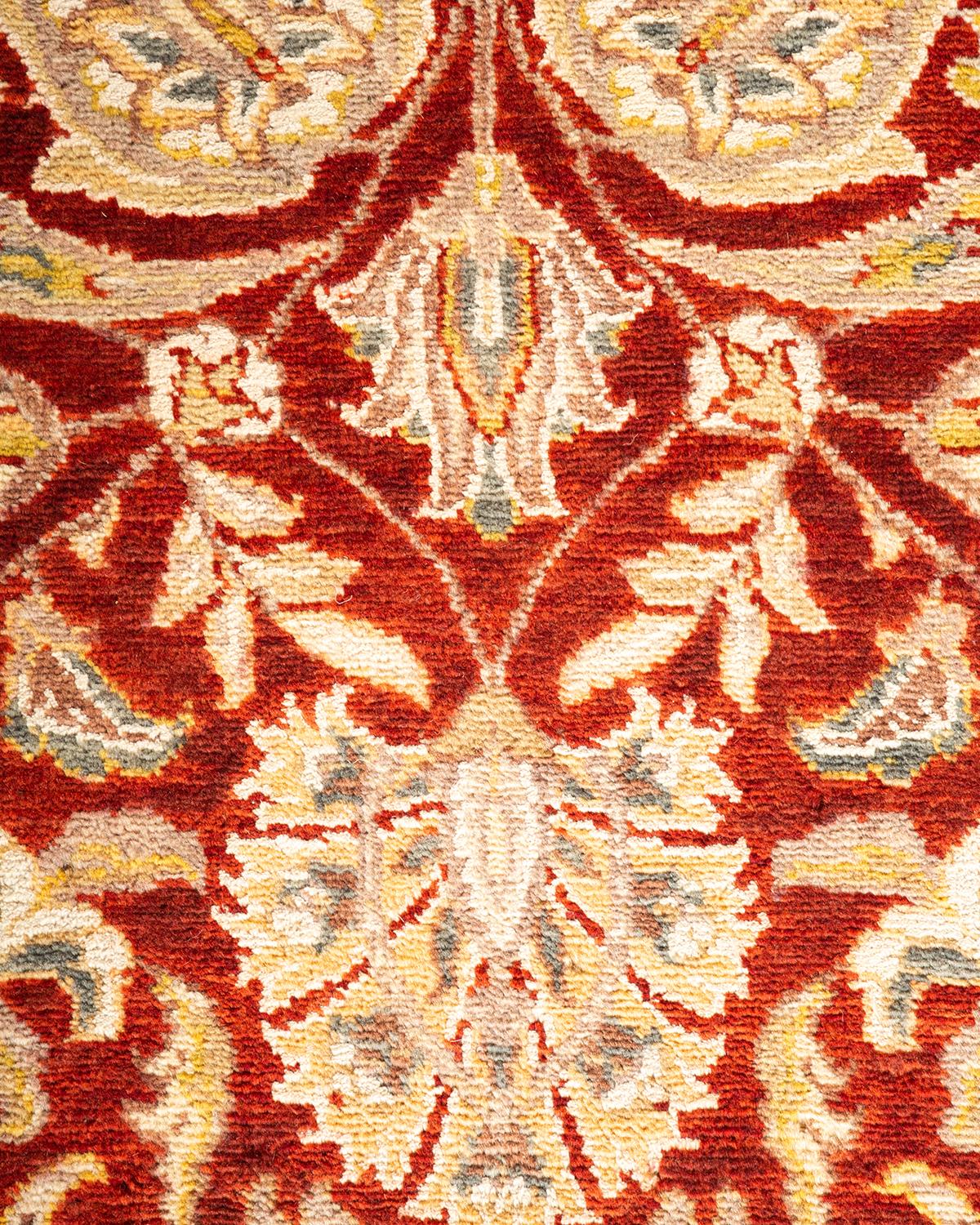Handgeknüpfter orientalischer Mogul-Roter Teppich, Unikat (Pakistanisch) im Angebot