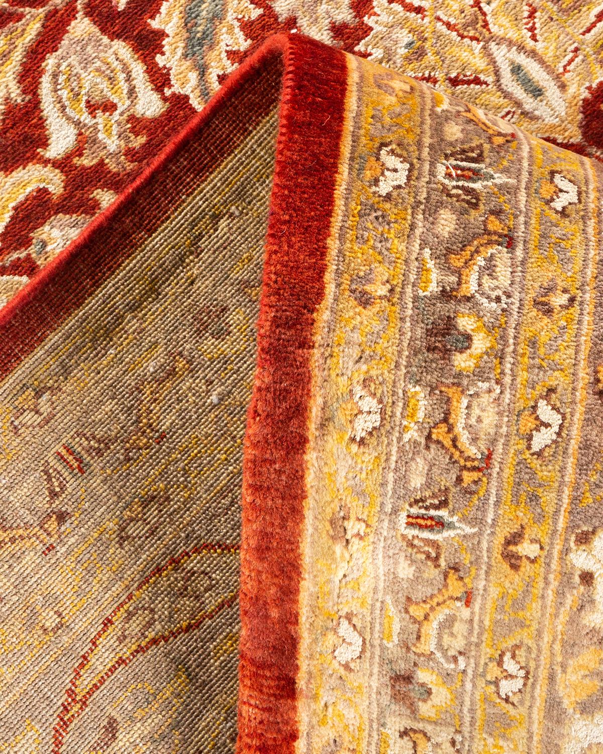 Handgeknüpfter orientalischer Mogul-Roter Teppich, Unikat (Wolle) im Angebot