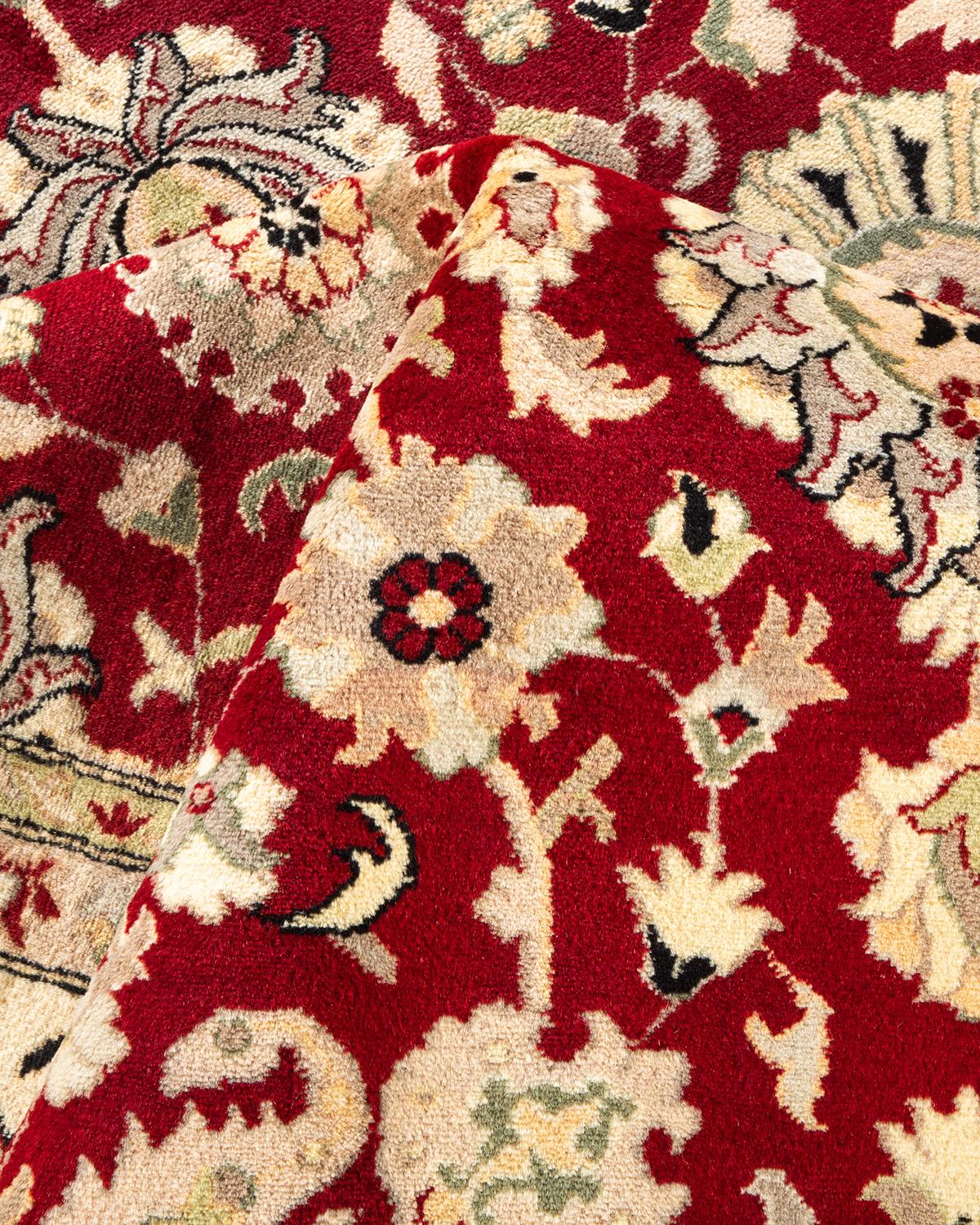 One-of-a-kind Hand Knotted Oriental Mogul Red Area Rug For Sale 1